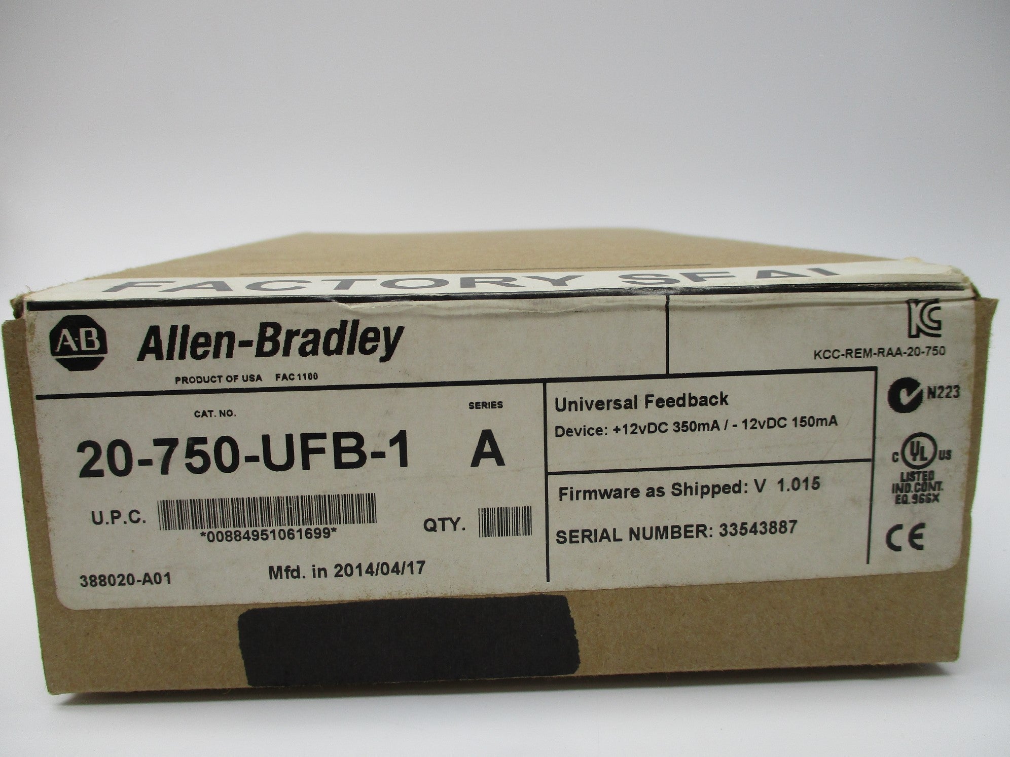 ALLEN BRADLEY 20-750-UFB-1 SER. A F/W: 1.015 DATE: 2014 NSFS