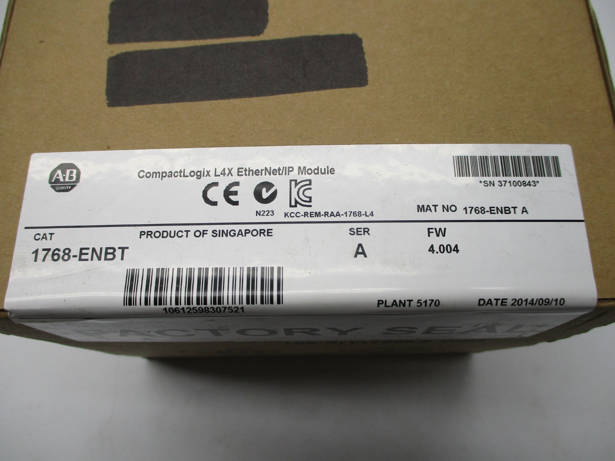 ALLEN BRADLEY 1768-ENBT SER. A F/W: 4.004 DATE: 2014/9 NSFS