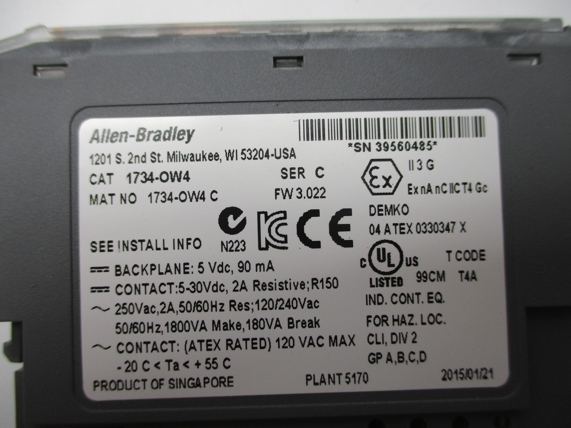 ALLEN BRADLEY 1734-OW4 SER. C F/W: 3.022 UNMP