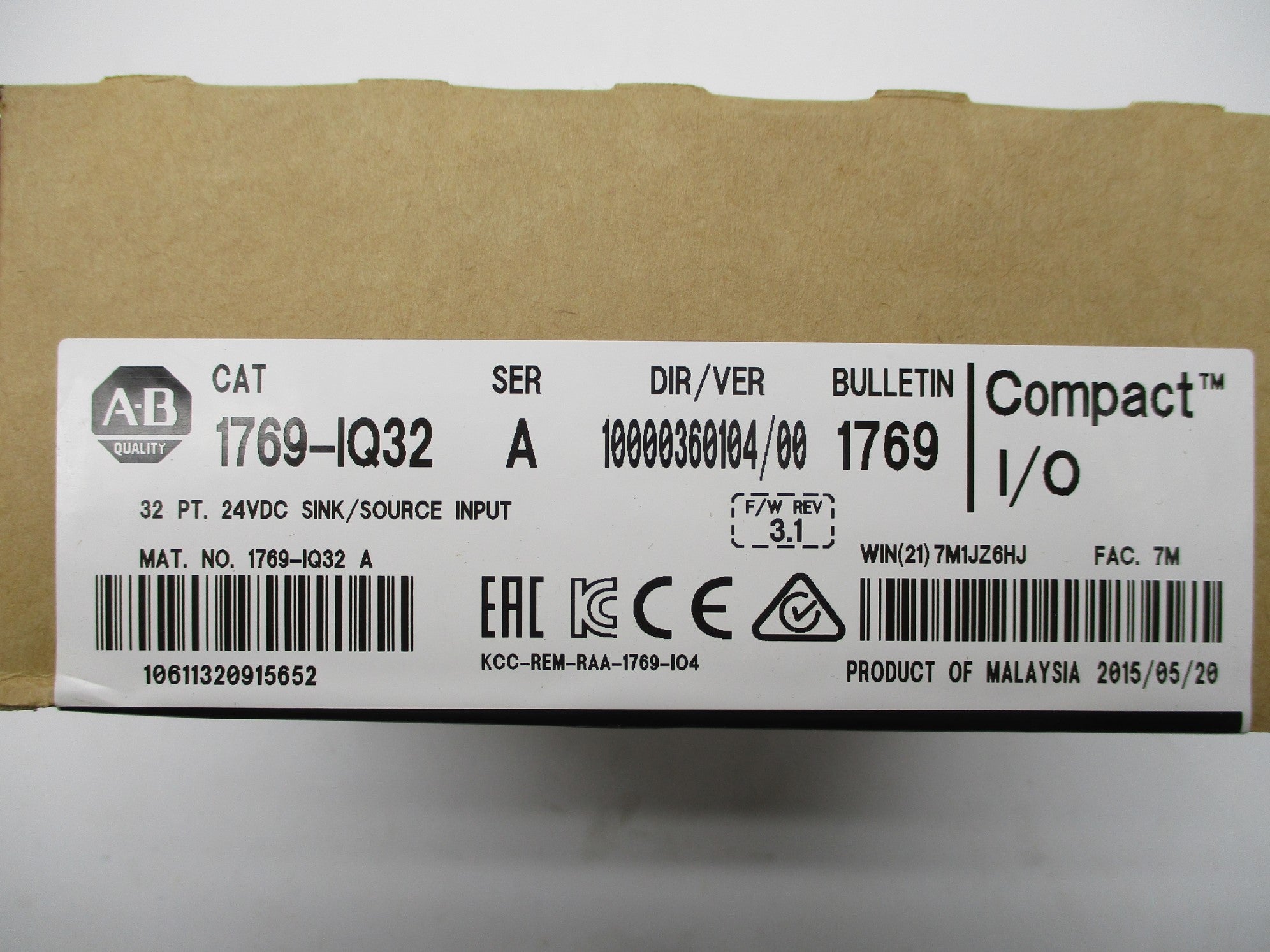ALLEN BRADLEY 1769-IQ32 SER. A F/W: 3.1 DATE: 2015 NSFS