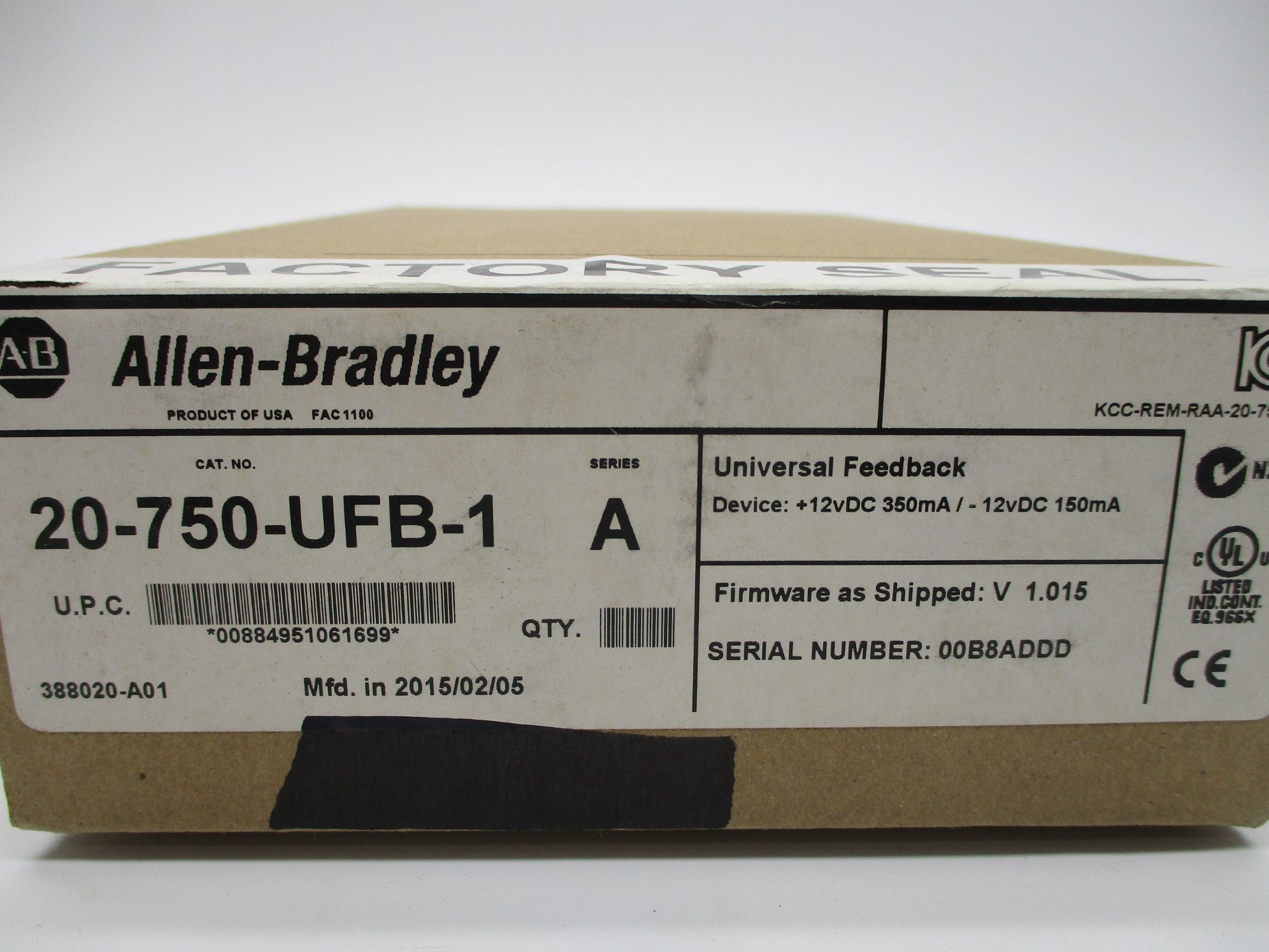 ALLEN BRADLEY 20-750-UFB-1 SER. A F/W: 1.015 DATE: 2015 NSFS