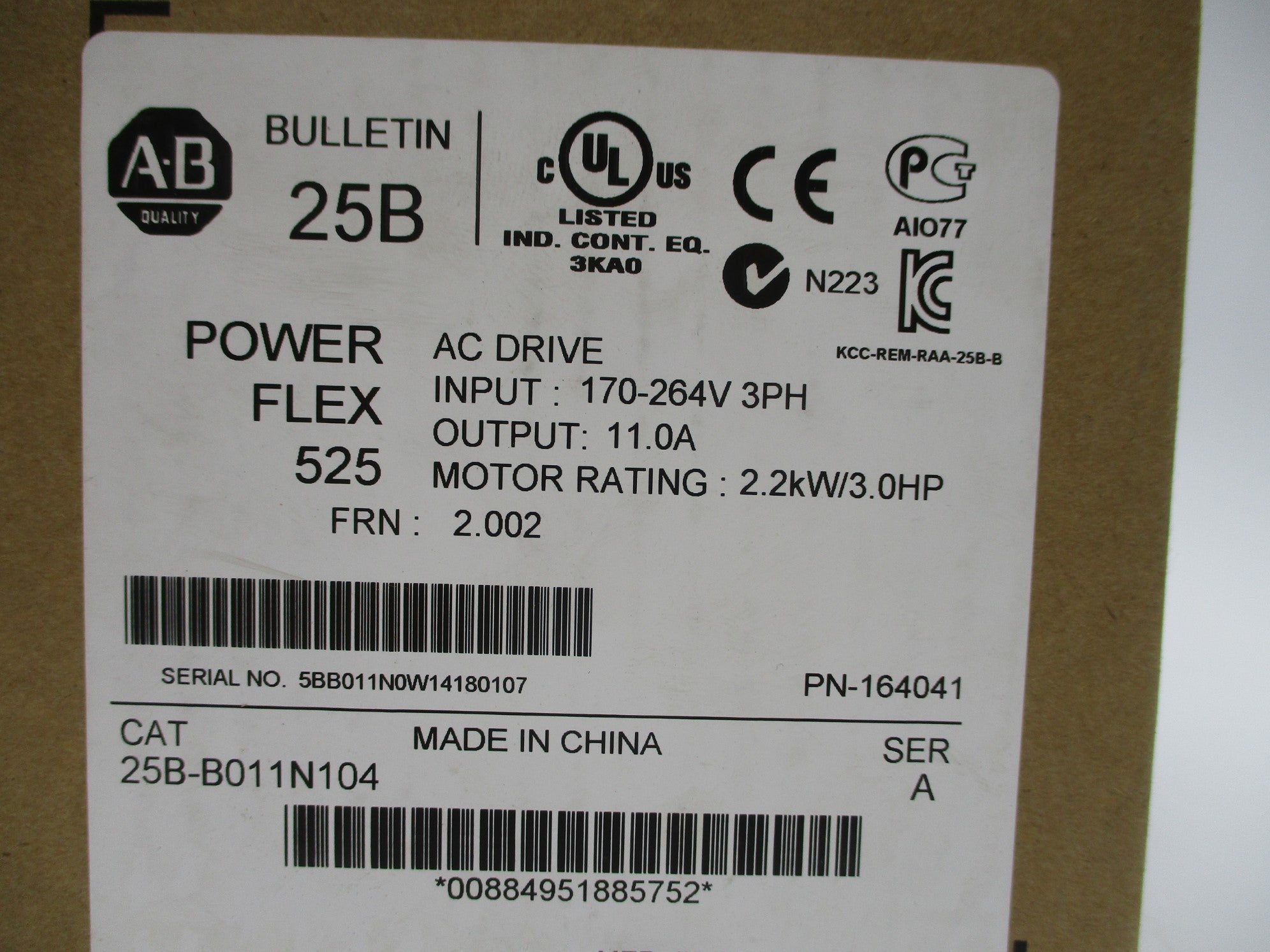ALLEN BRADLEY 25B-B011N104 SER. A F/W: 2.002 NSMP