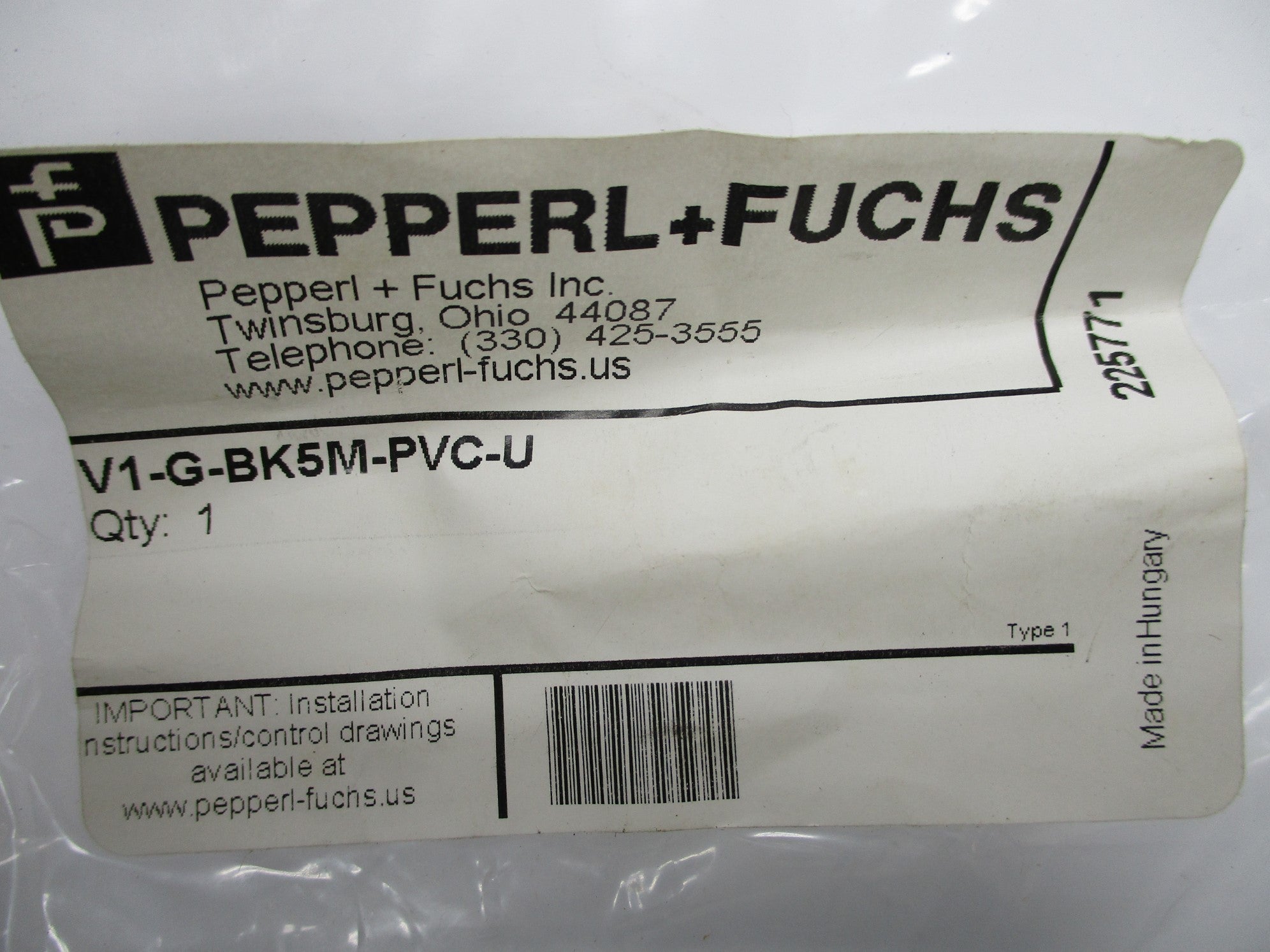 PEPPERL+FUCHS V1-G-BK5M-PVC-U NSMP