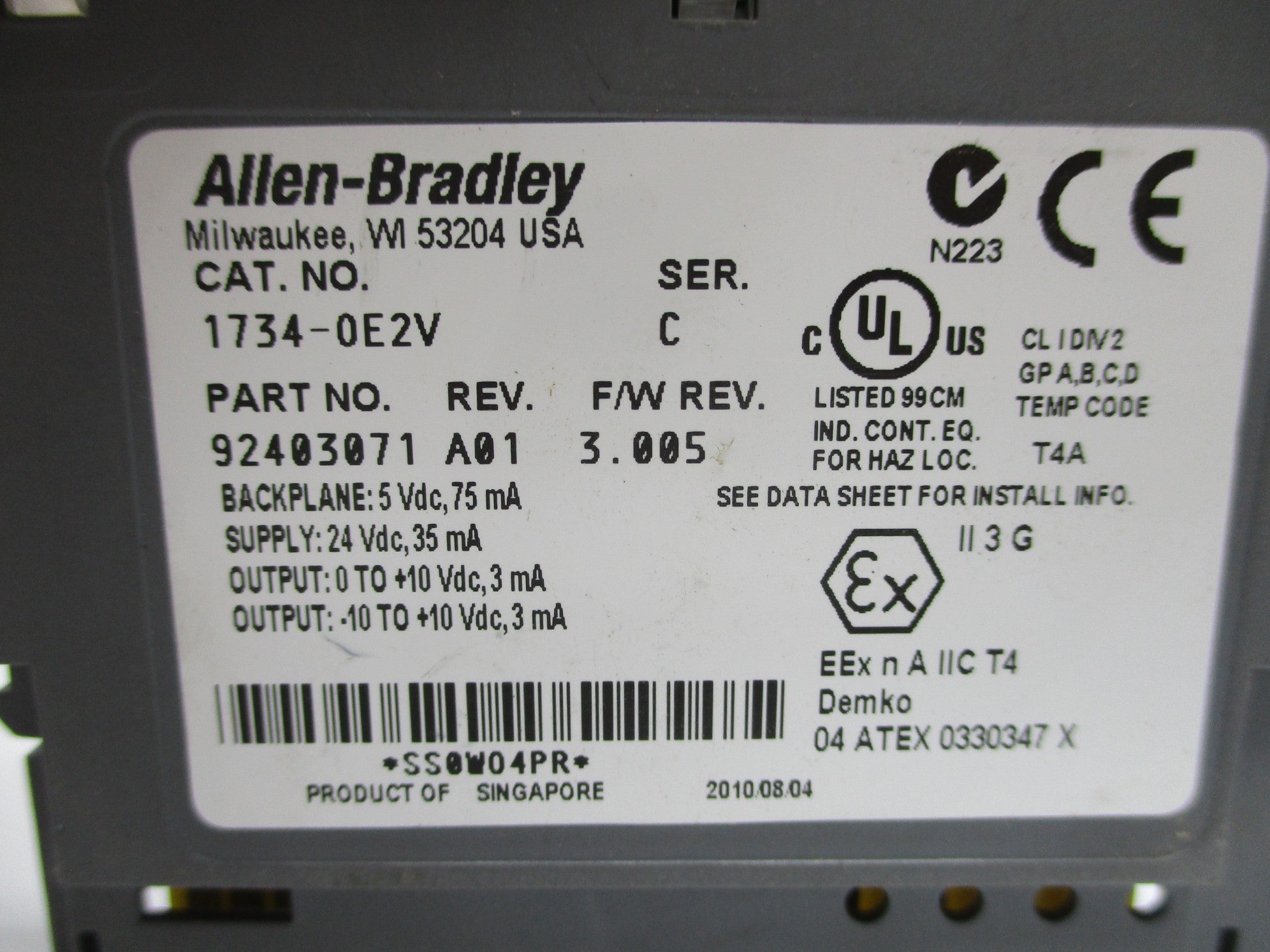 ALLEN BRADLEY 1734-OE2V SER. C F/W: 3.005 UNMP