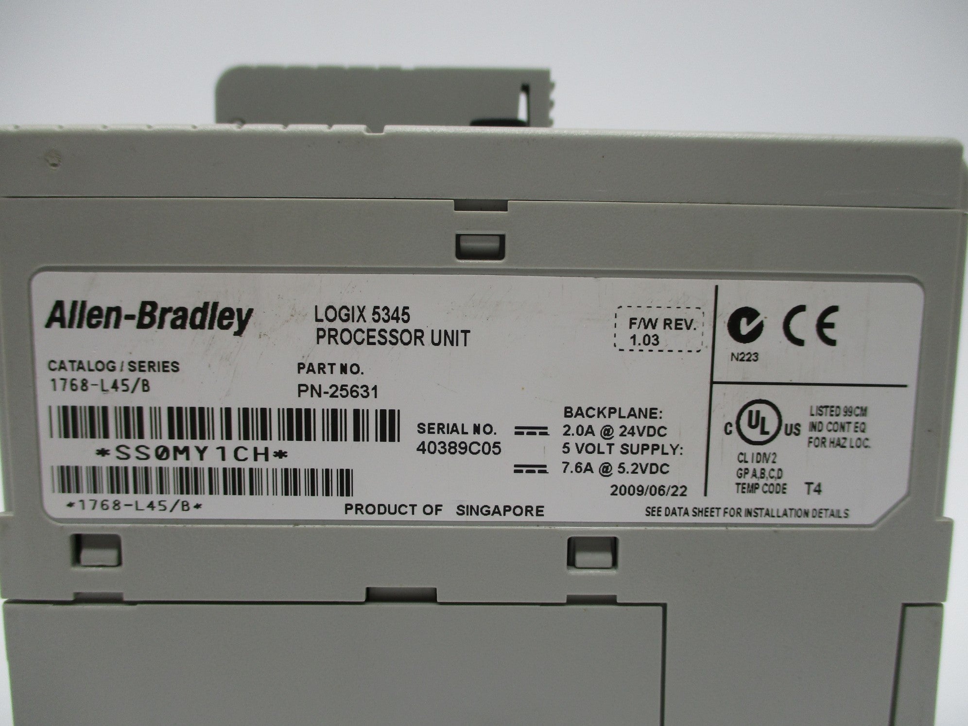 ALLEN BRADLEY 1768-L45 SER. B F/W: 1.03 UNMP