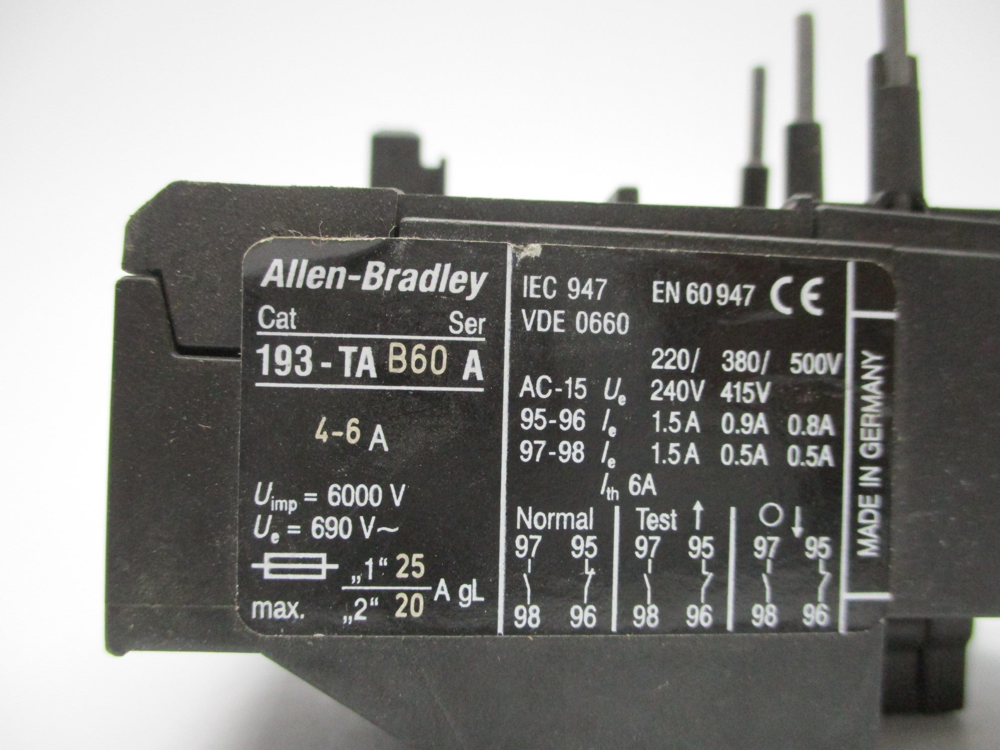 ALLEN BRADLEY 193-TAB60 SER. A 4-6A 500V NSNP