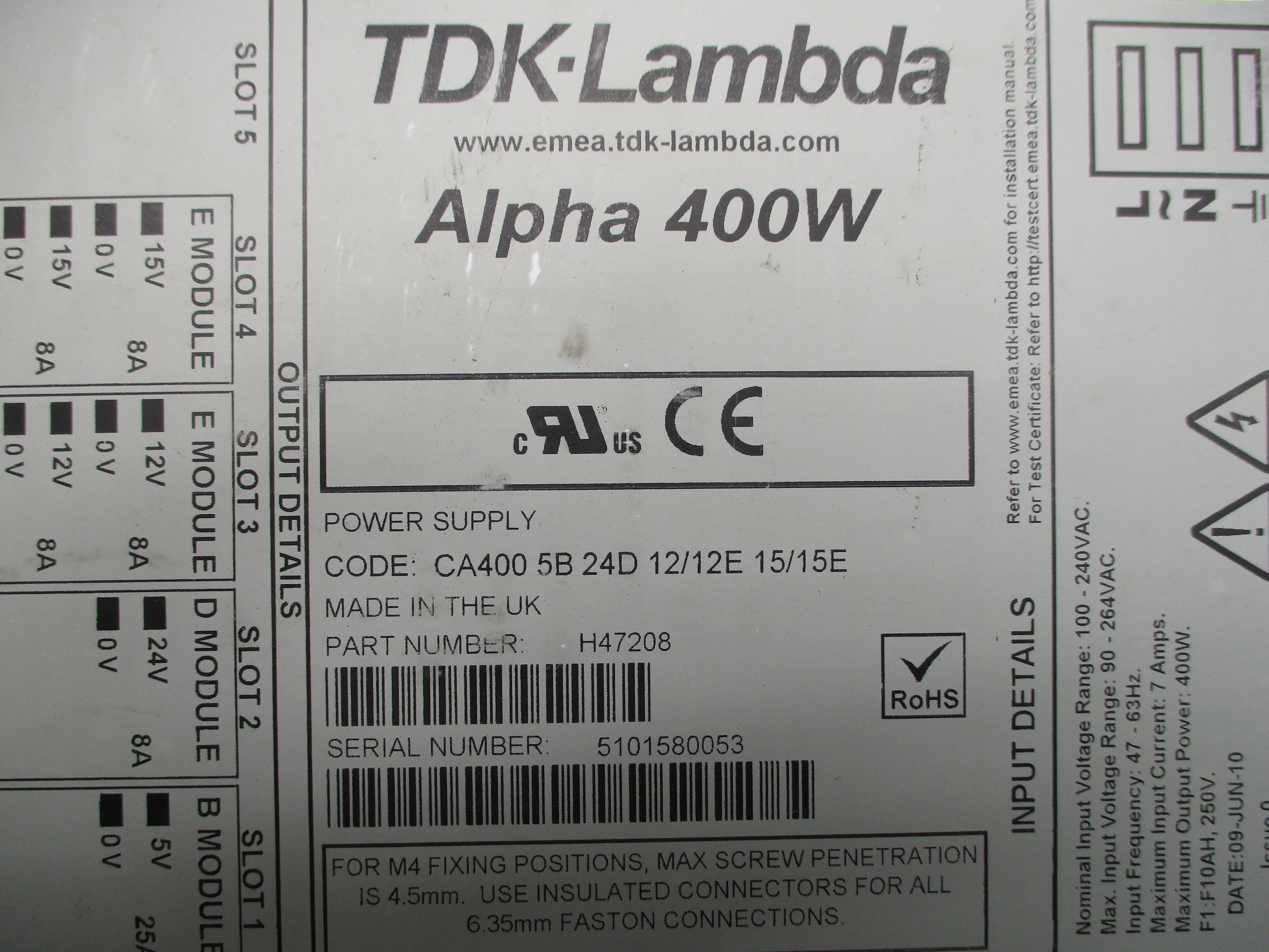 TDK-LAMBDA H47208 UNMP