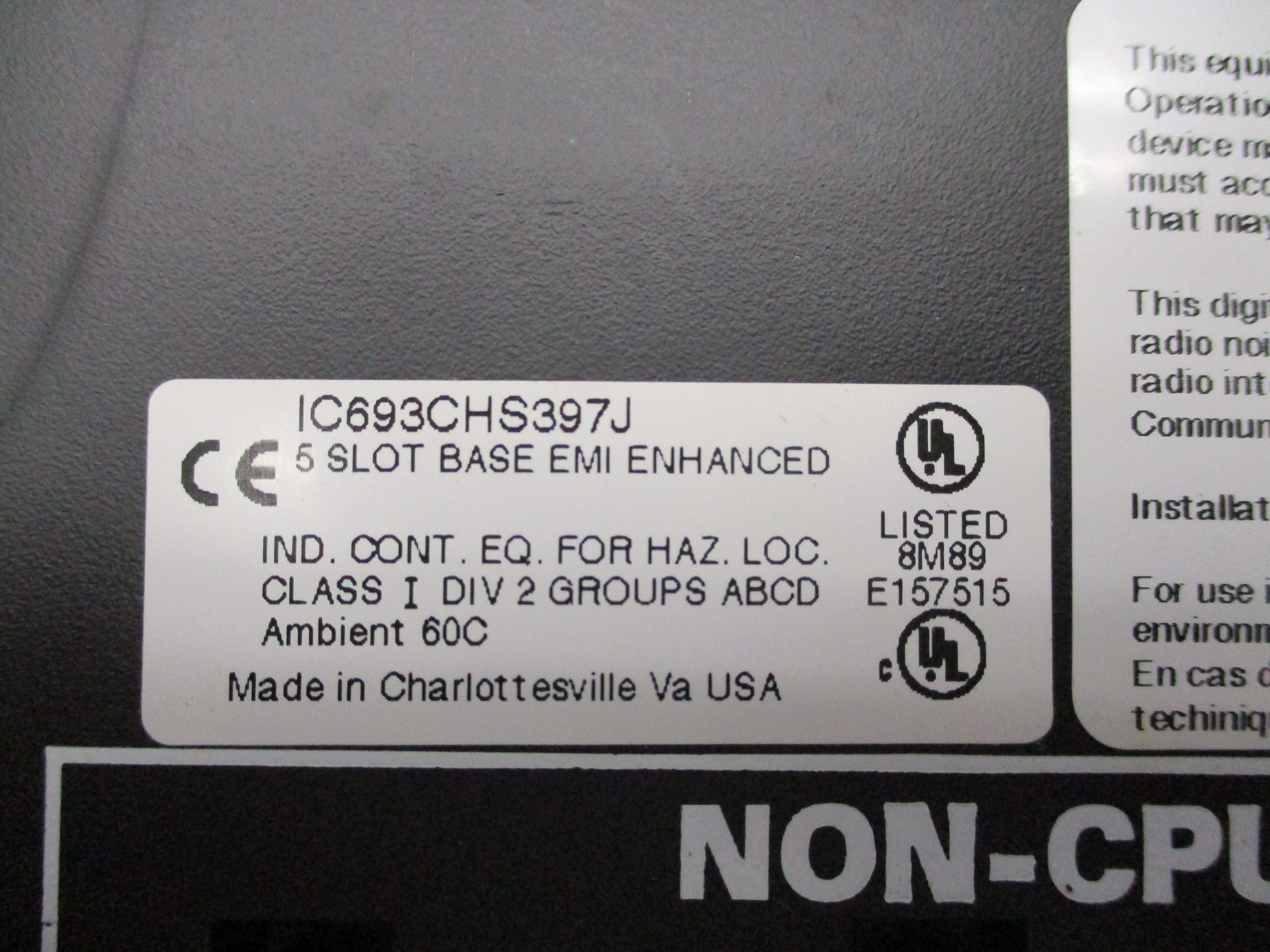 GE FANUC IC693CHS397J NSNP