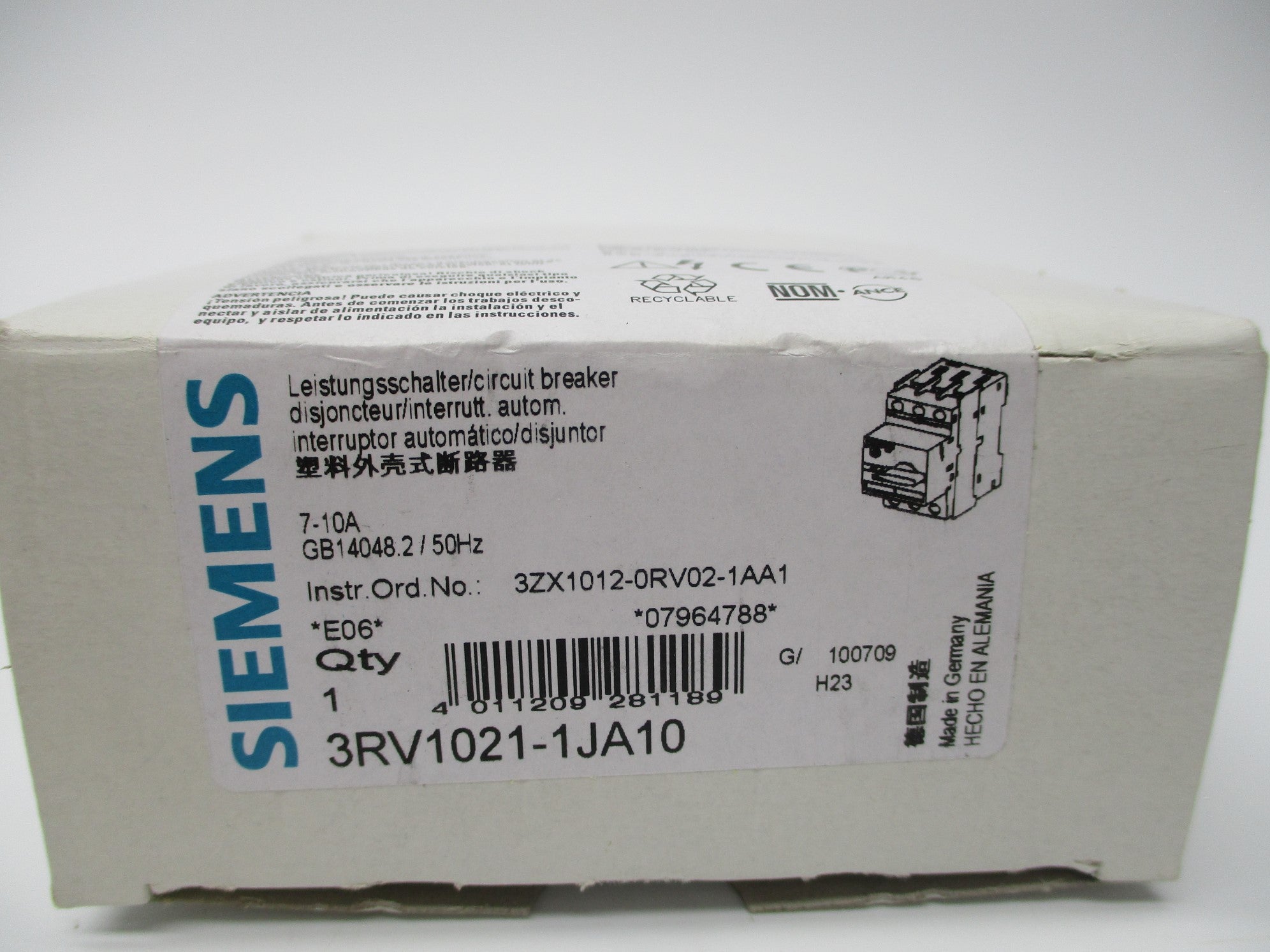 SIEMENS 3RV1021-1JA10 7-10A 400/690V NSMP