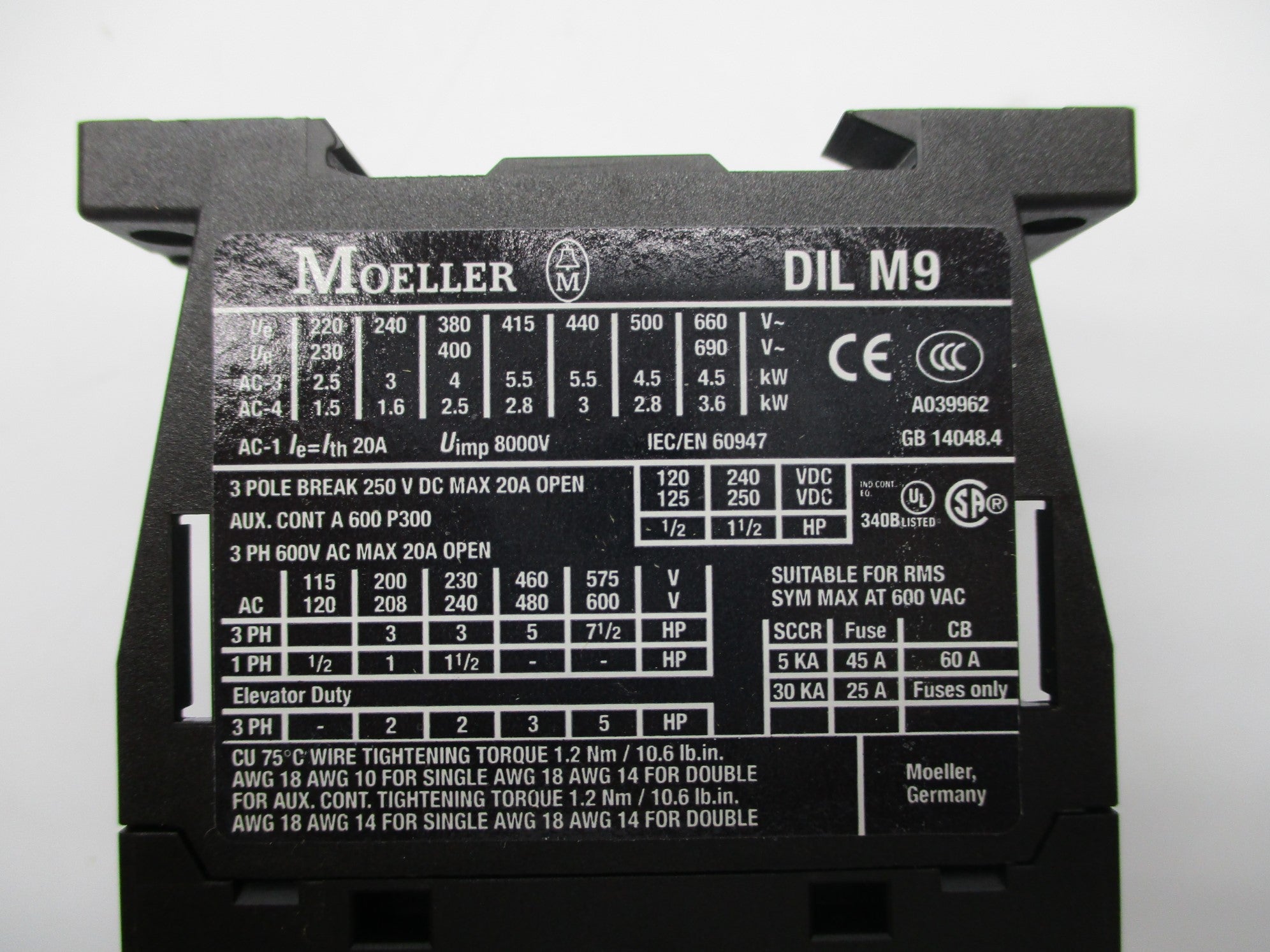 KLOCKNER MOELLER DILM9-01 24VDC NSNP