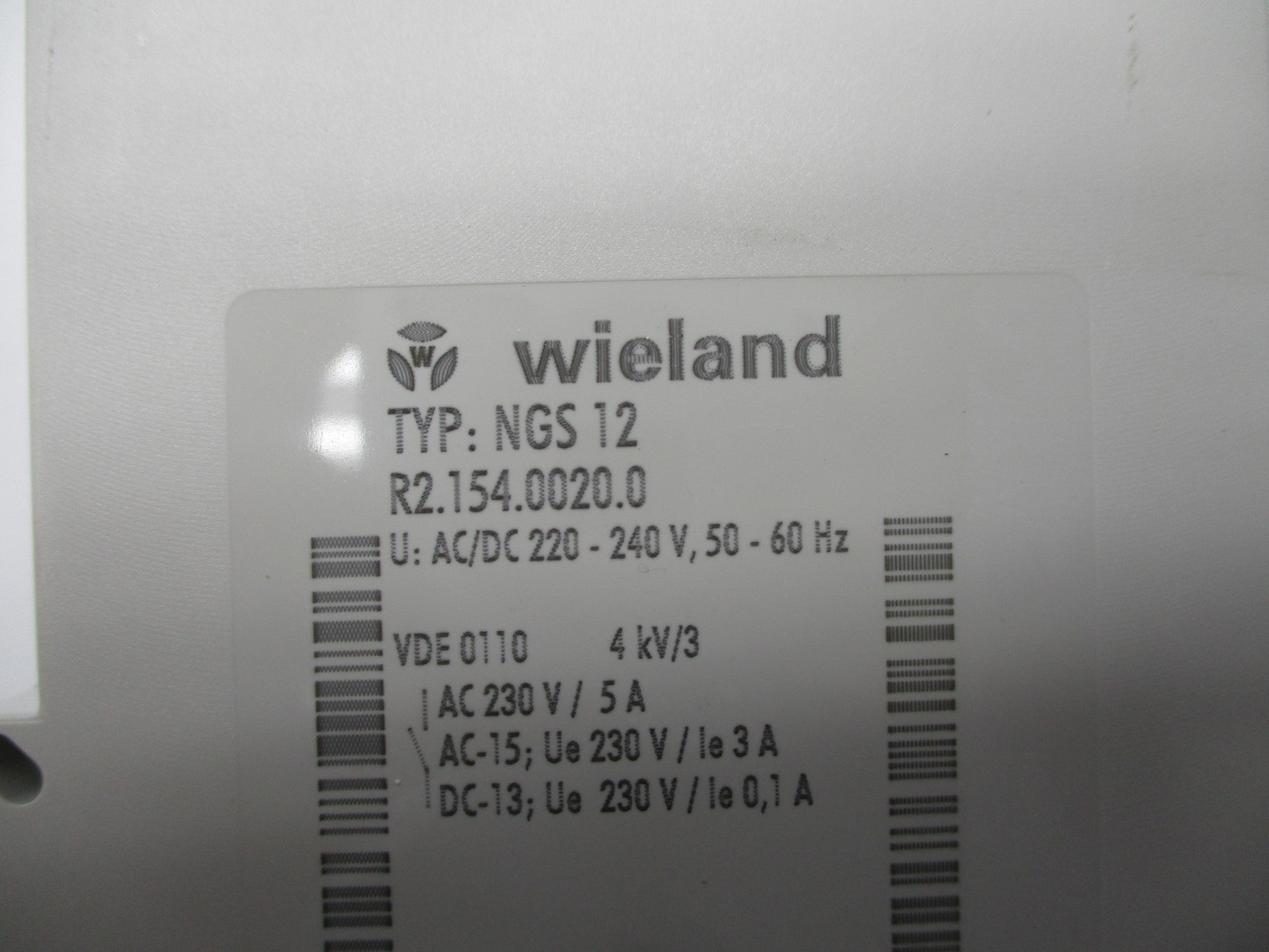 WIELAND NGS12 R2.154.0020.0 5A 220/240V NSNP