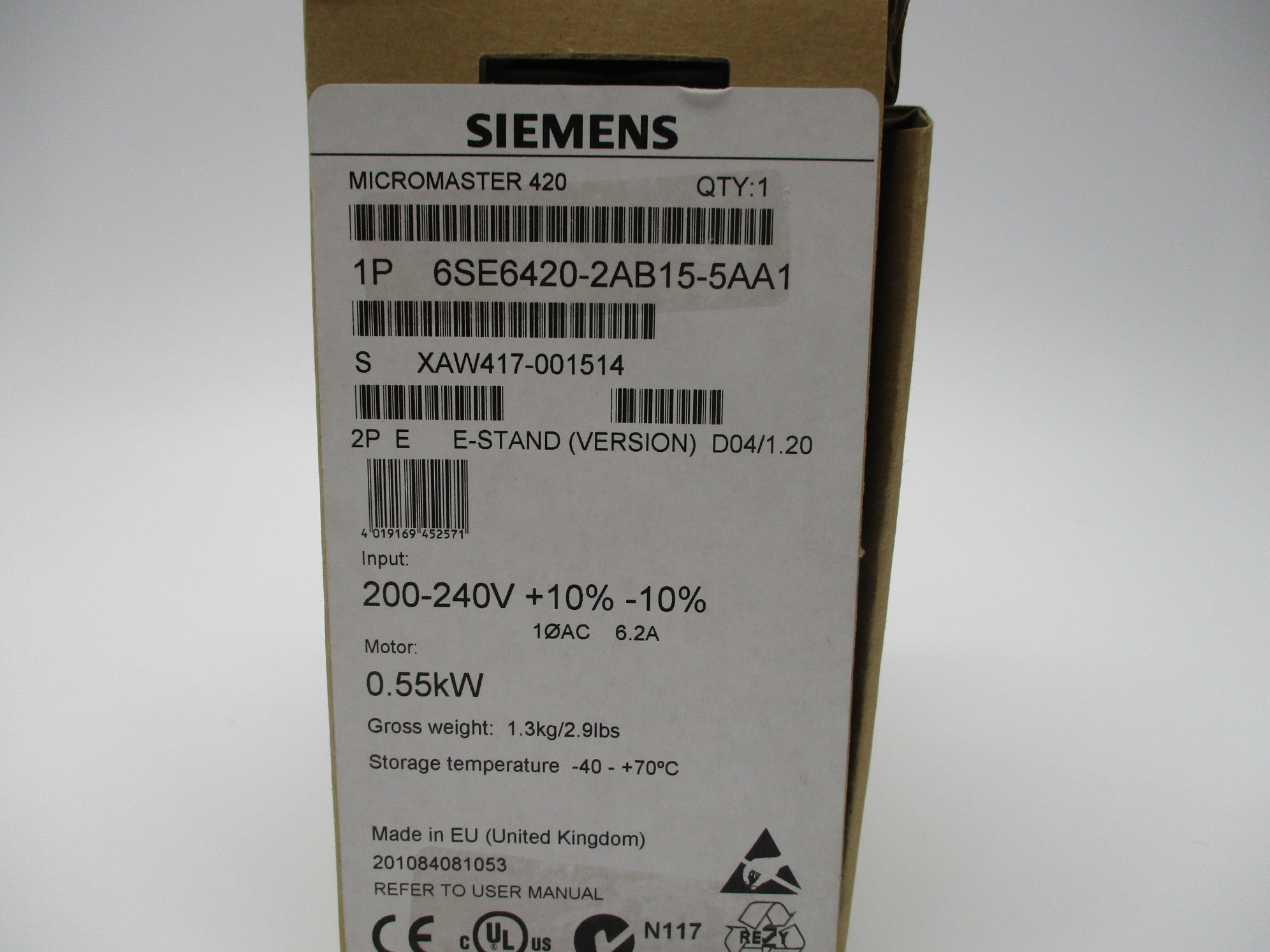 SIEMENS 6SE6420-2AB15-5AA1 NSMP