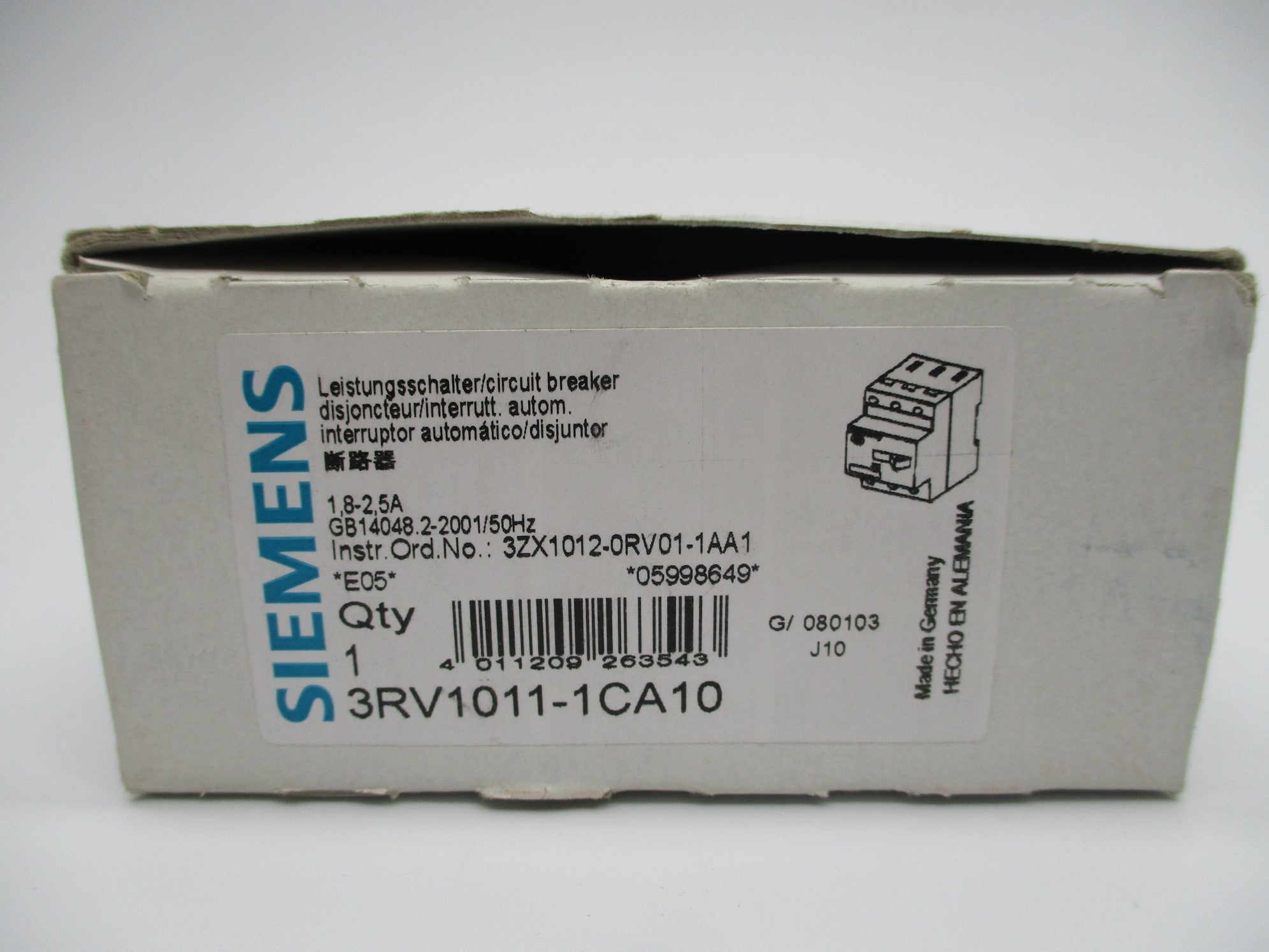 SIEMENS 3RV1011-1CA10 1.8-2.5A 400/690V NSMP