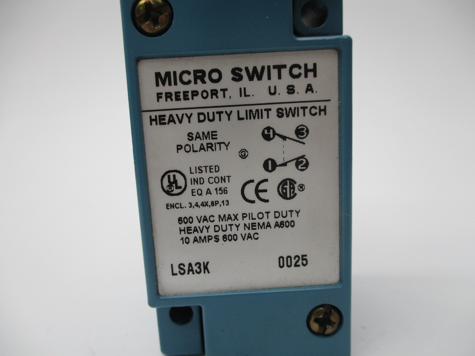 MICRO SWITCH LSA3K 600VAC 10A NSNP