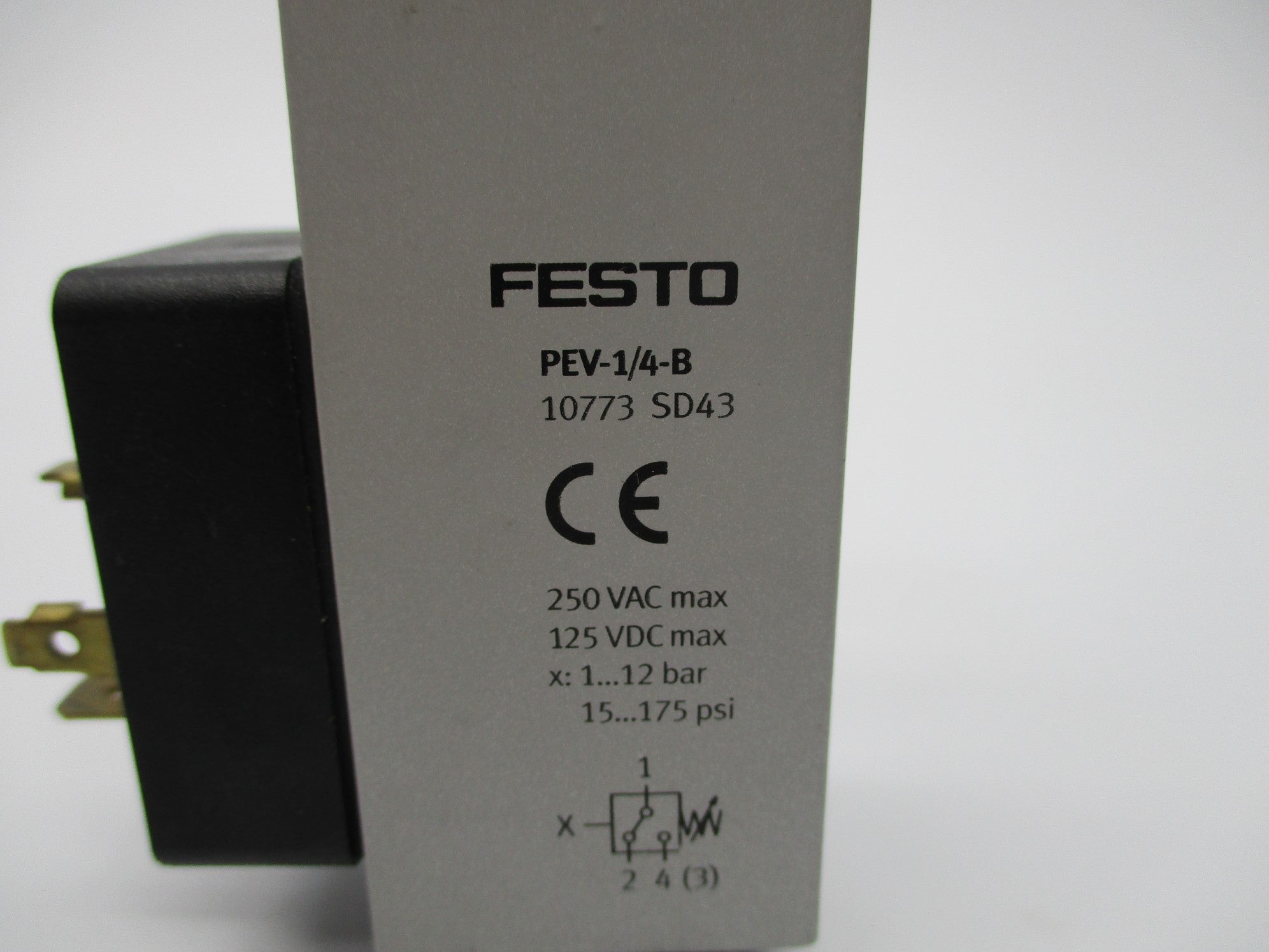 FESTO PEV-1/4-B 10773 250VAC 15-175PSI UNMP