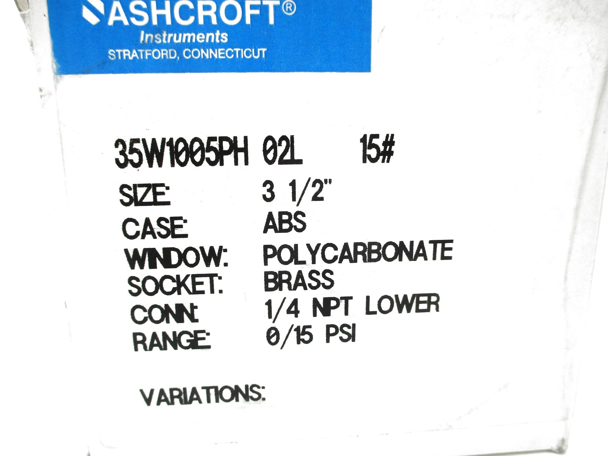 ASHCROFT 35W1005PH-02L-15# NSMP