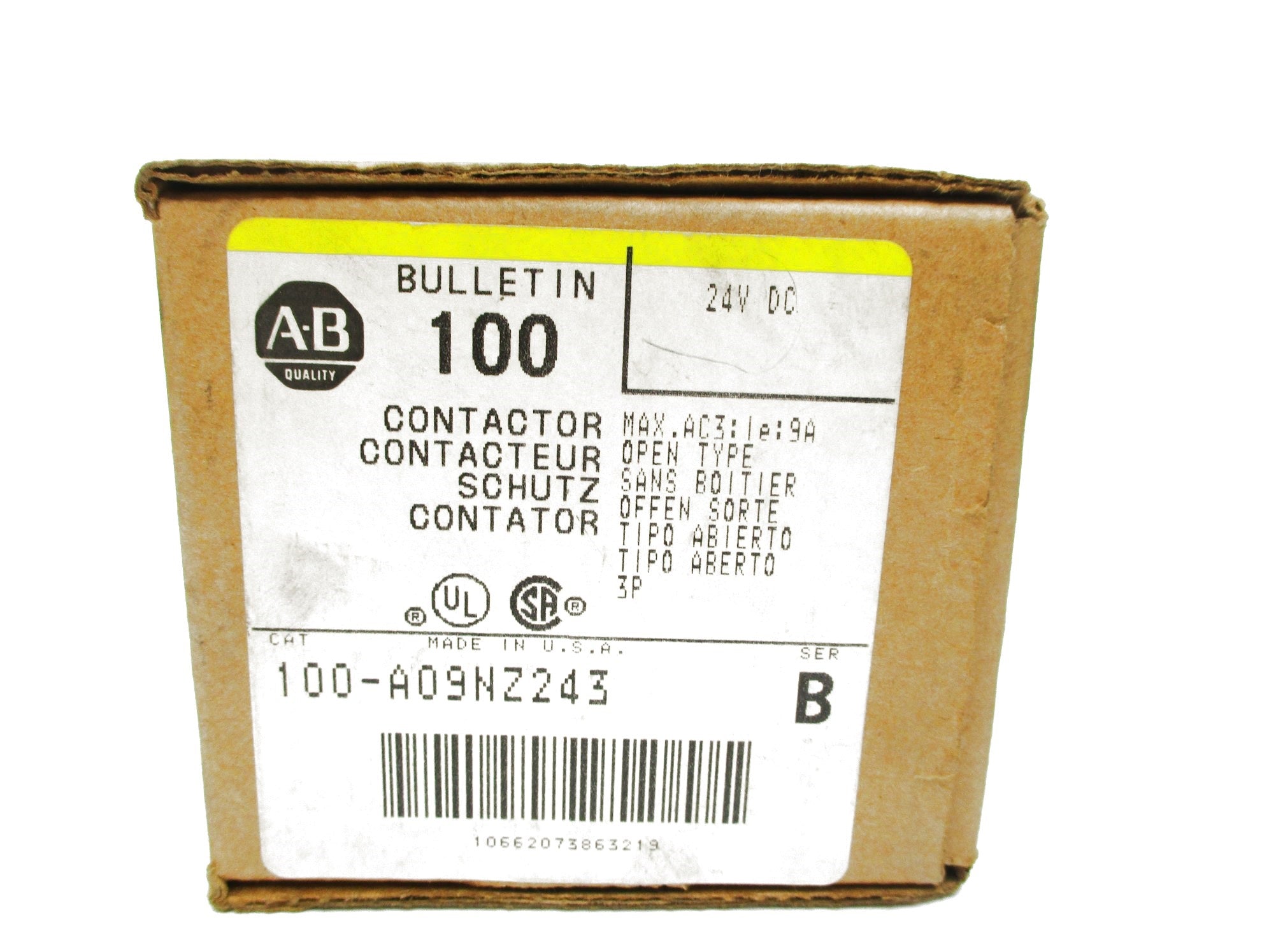 ALLEN BRADLEY 100-A09NZ243 SER. B 24VDC 9A (BR/YL) NSMP
