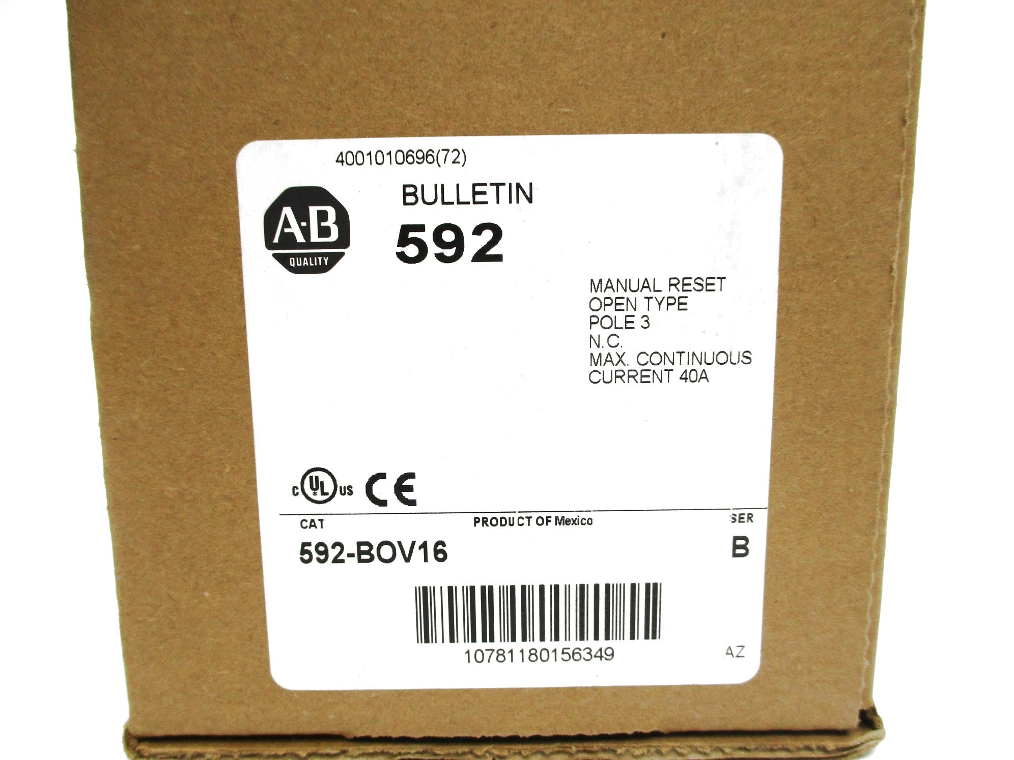 ALLEN BRADLEY 592-BOV16 SER. B (BR/WH) NSMP