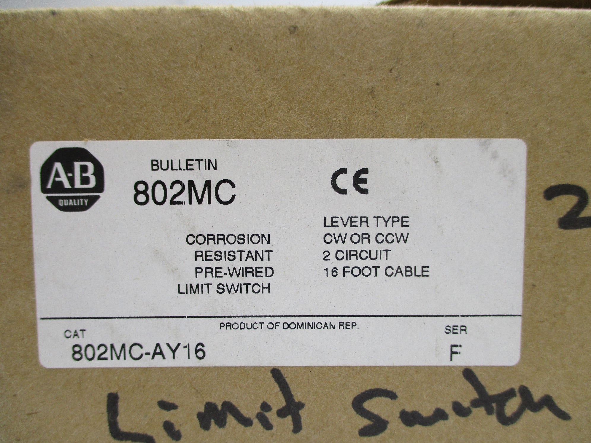ALLEN BRADLEY 802MC-AY16 SER. F (BR/WH) NSMP