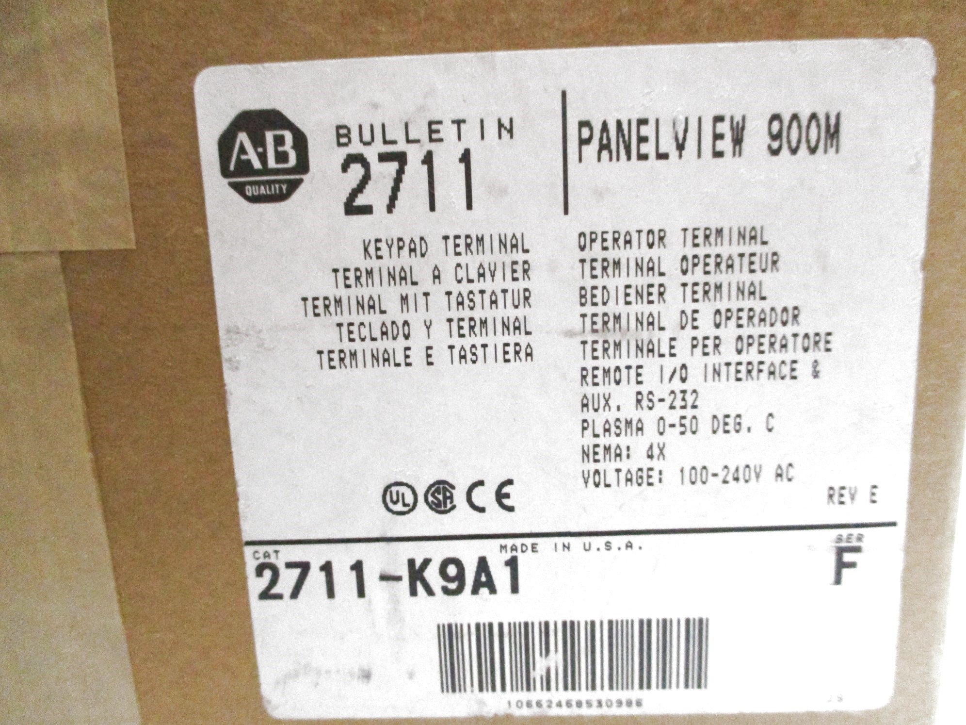 INDUSTRIAL SPARE PART 2711-K9A1 SER. F F/W 3.15 NSMP