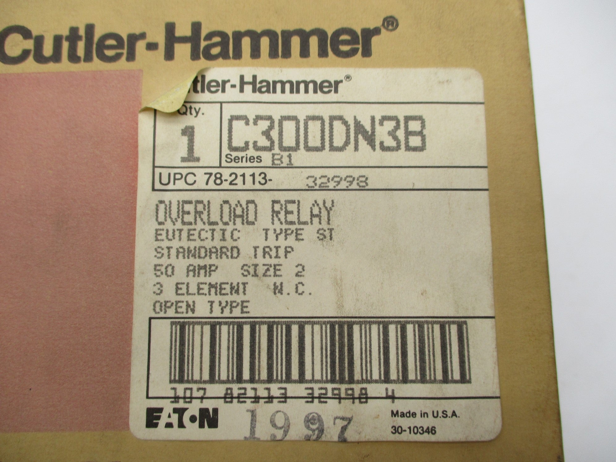 CUTLER HAMMER C30ODN3B 50A NSMP