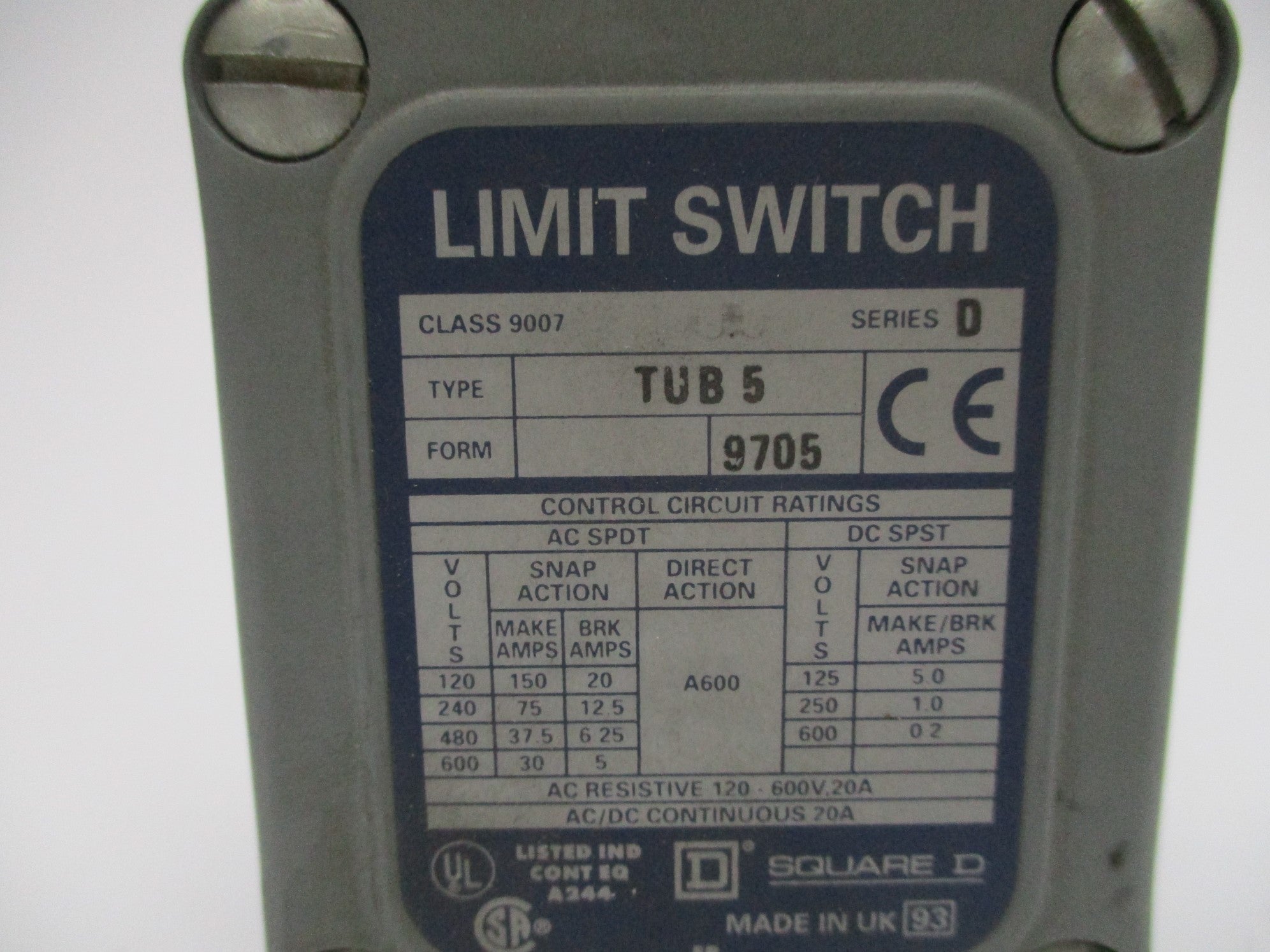 SQUARE D 9007-TUB5 SER. D NSNP