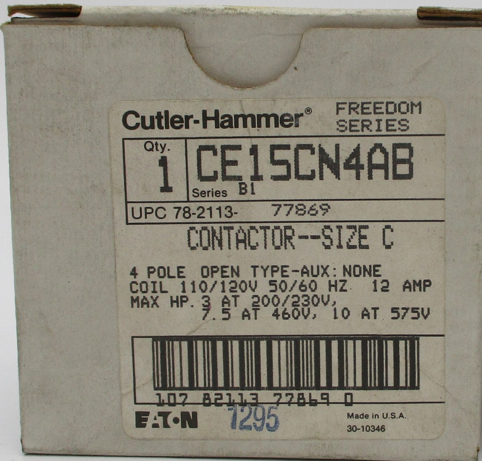 CUTLER HAMMER CE15CN4AB SER. B1 110/120V NSMP