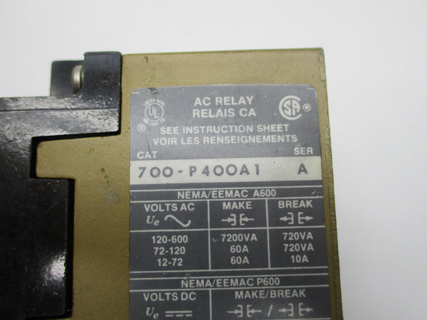 ALLEN BRADLEY 700-P400A1 SER. A 110/115-120V 60A NSNP