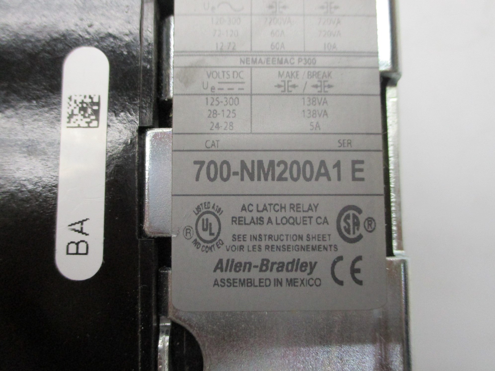 ALLEN BRADLEY 700-NM200A1 SER. E 110/115-120V 60A NSNP