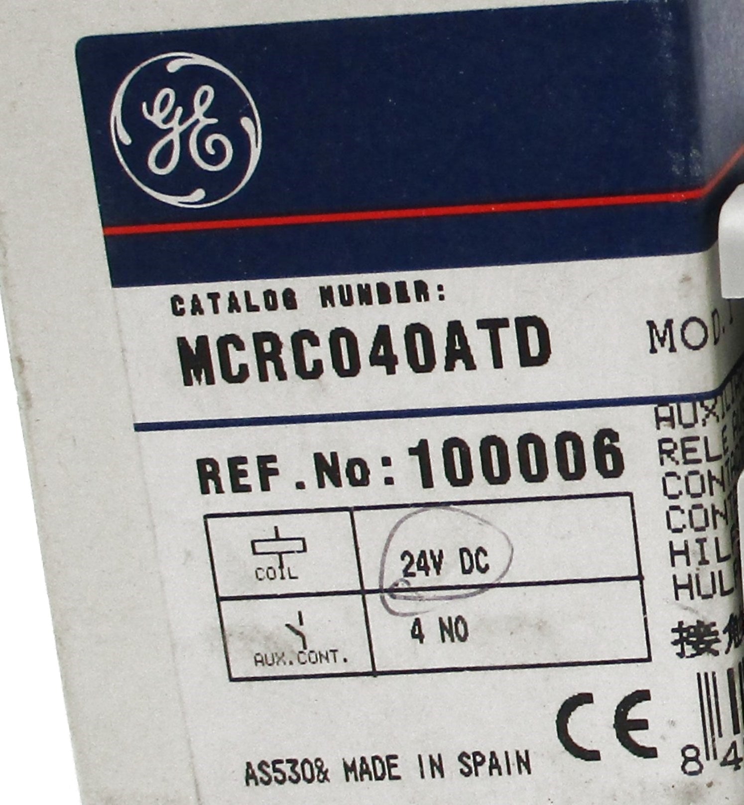 GENERAL ELECTRIC MCRC040ATD 24V NSNP