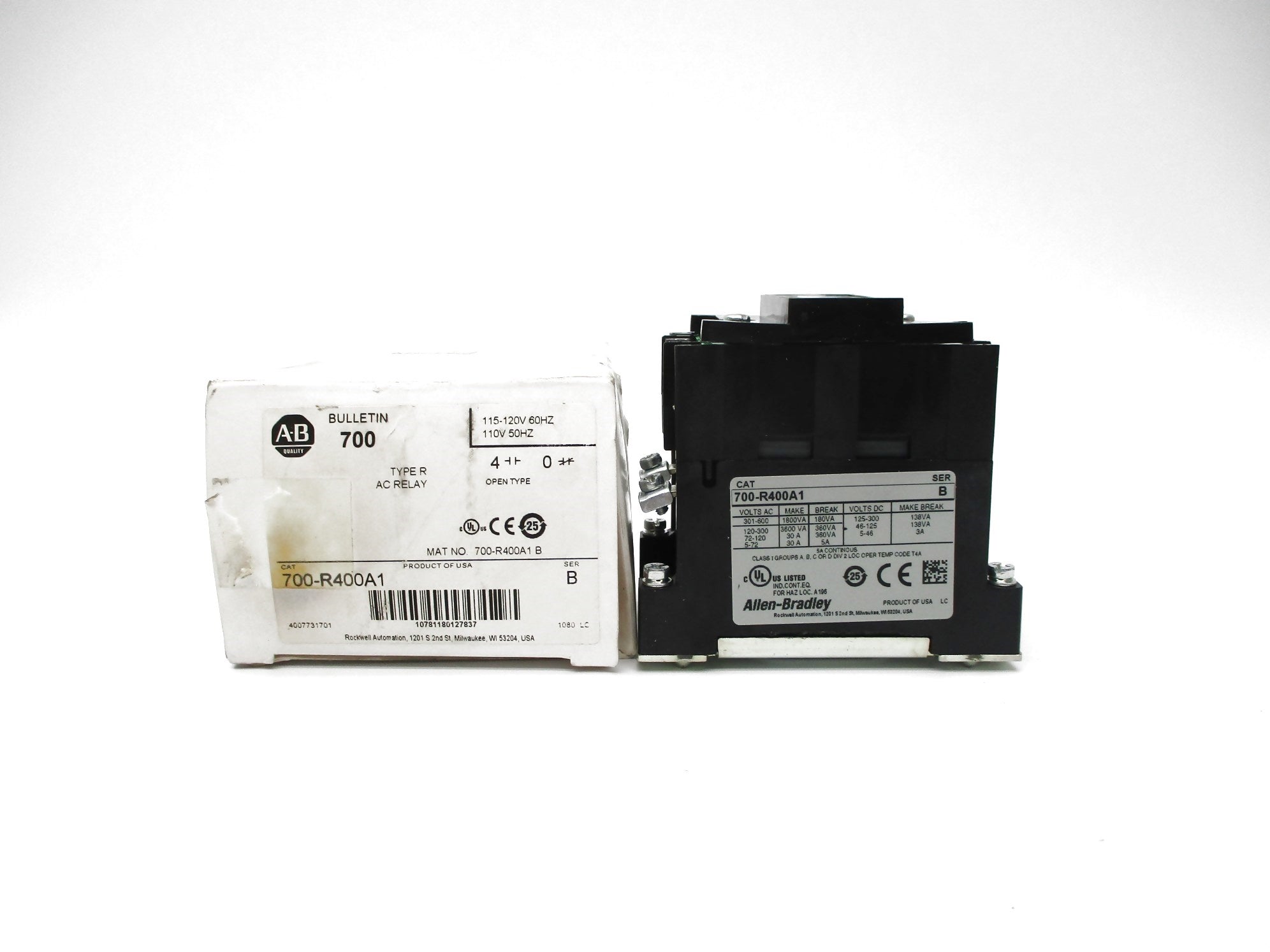 ALLEN BRADLEY 700-R400A1 SER. B 110/115-120V (WH) NSMP