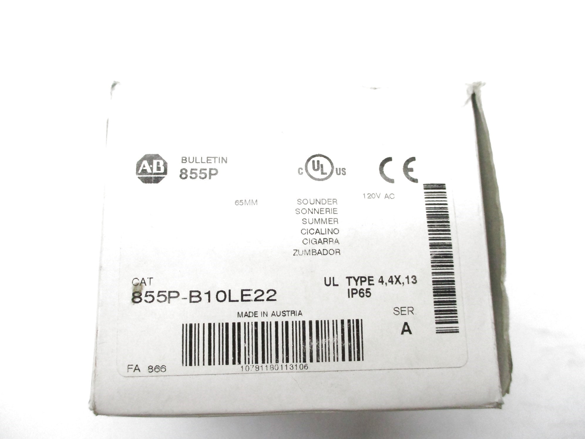 ALLEN BRADLEY 855P-B10LE22 SER. A (WH) NSMP