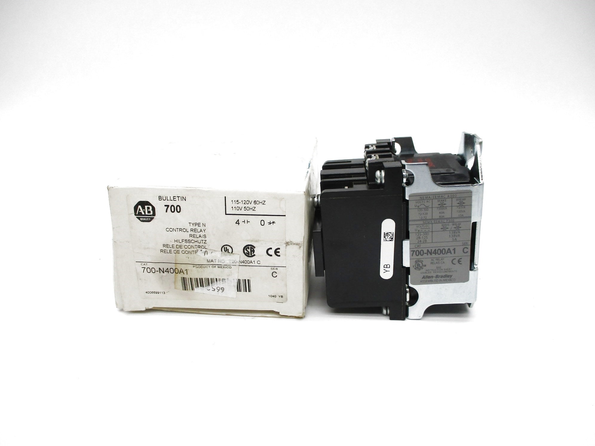 ALLEN BRADLEY 700-N400A1 SER. C 120V (WH) NSMP