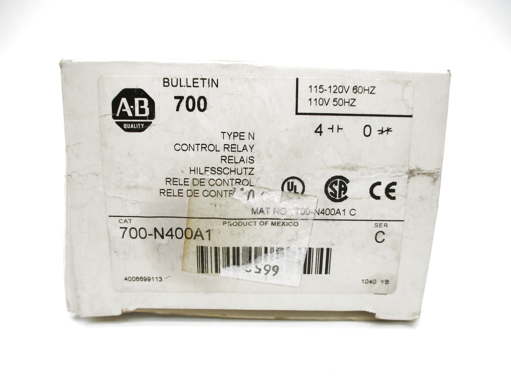 ALLEN BRADLEY 700-N400A1 SER. C 120V (WH) NSMP