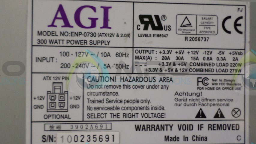 AGI ENP-0730 POWER SUPPLY *NEW NO BOX*