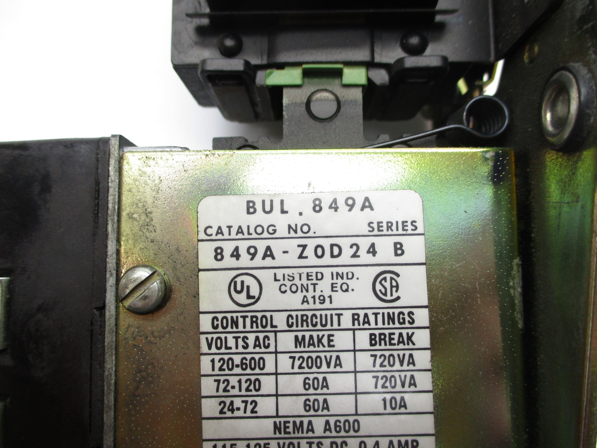 INDUSTRIAL SPARE PART 849A-ZOD24 SER. B 110/120V 60A NSNP