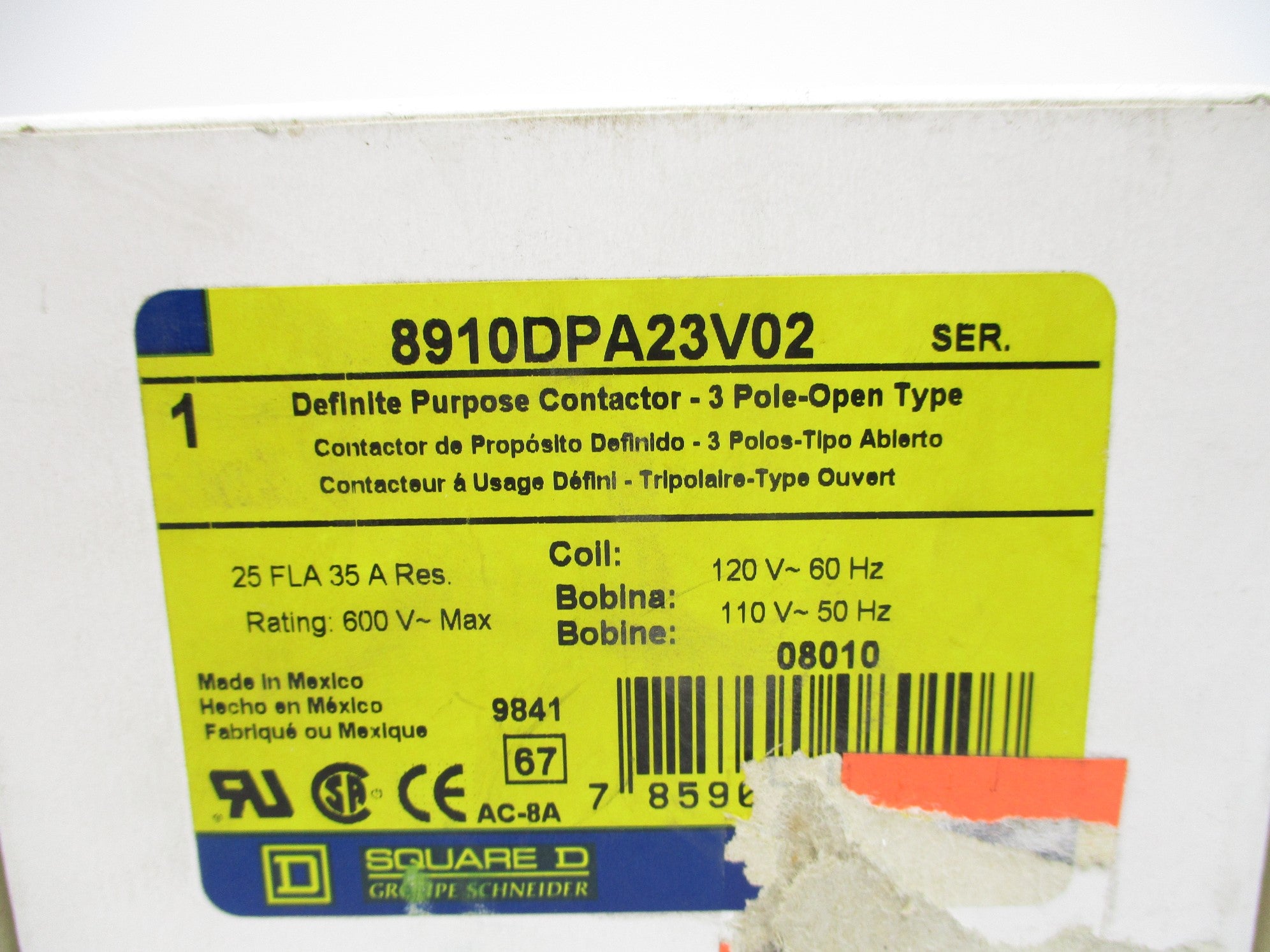 SQUARE D 8910DPA23V02 110/120V NSMP