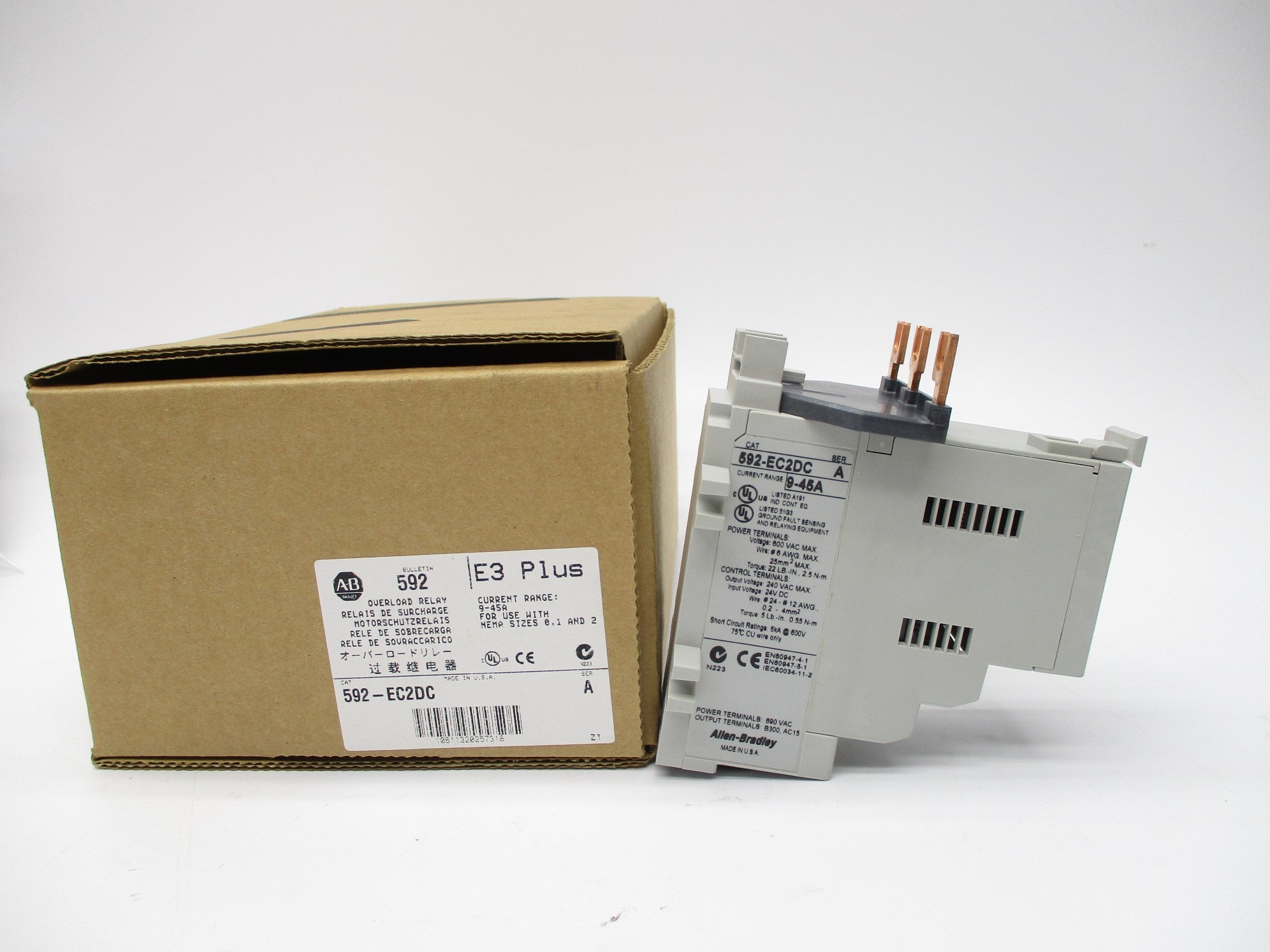 ALLEN BRADLEY 592-EC2DC SER. A 9-45A 24V (BR/WH) NSMP