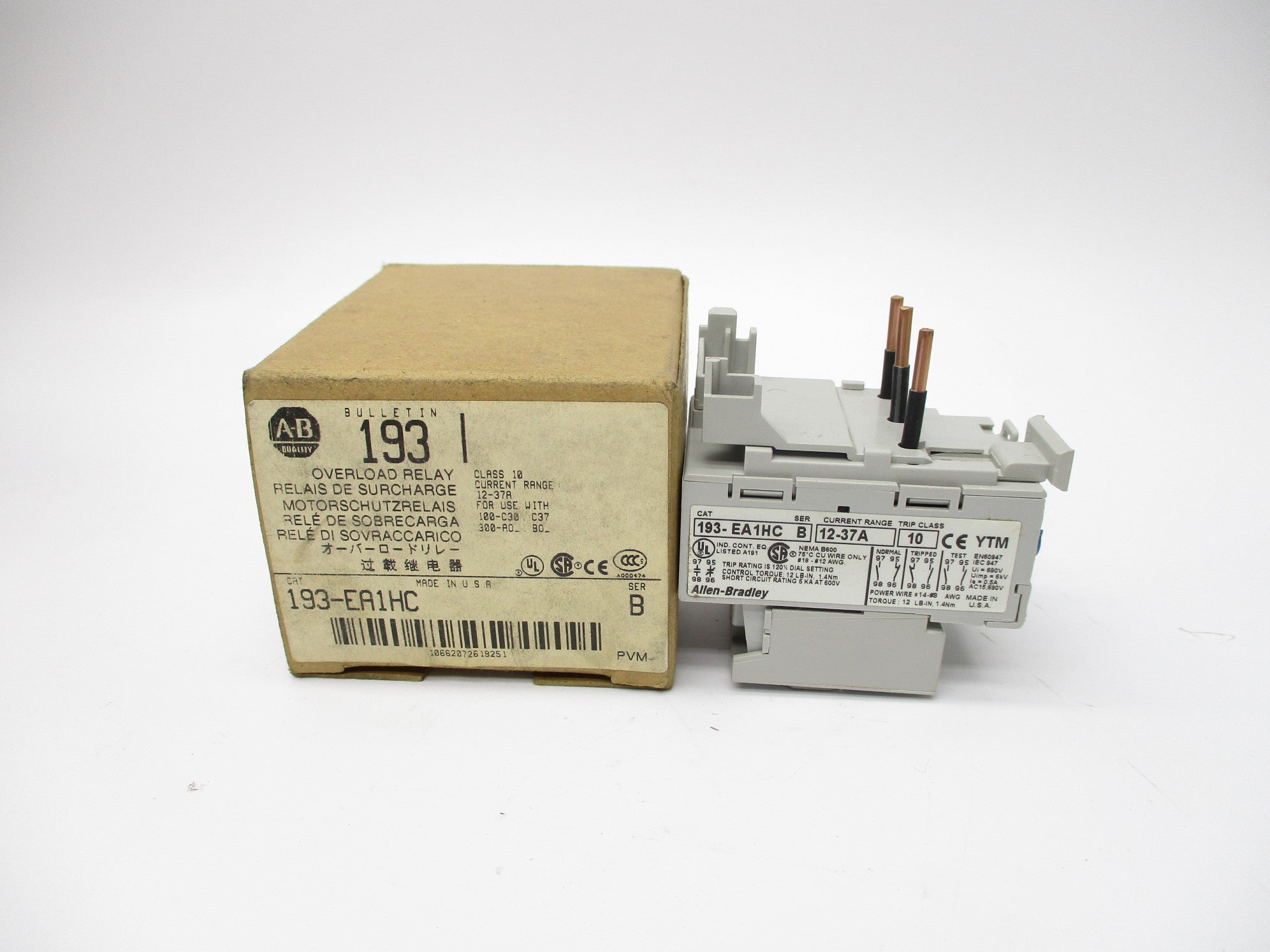 ALLEN BRADLEY 193-EA1HC SER. B 12-37A (BR/WH) NSMP