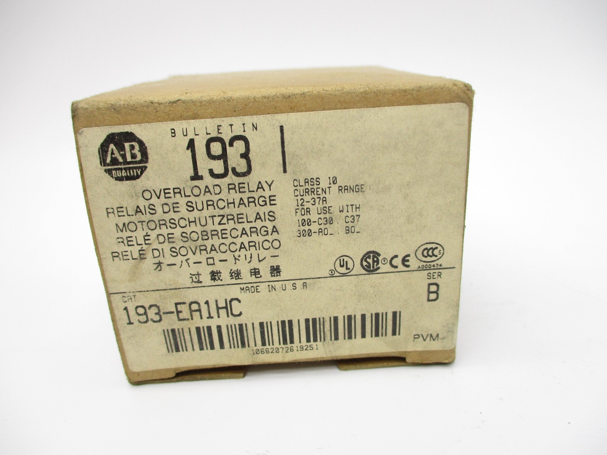 ALLEN BRADLEY 193-EA1HC SER. B 12-37A (BR/WH) NSMP