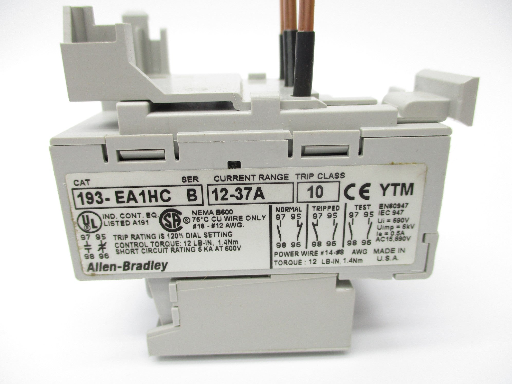 ALLEN BRADLEY 193-EA1HC SER. B 12-37A NSNP