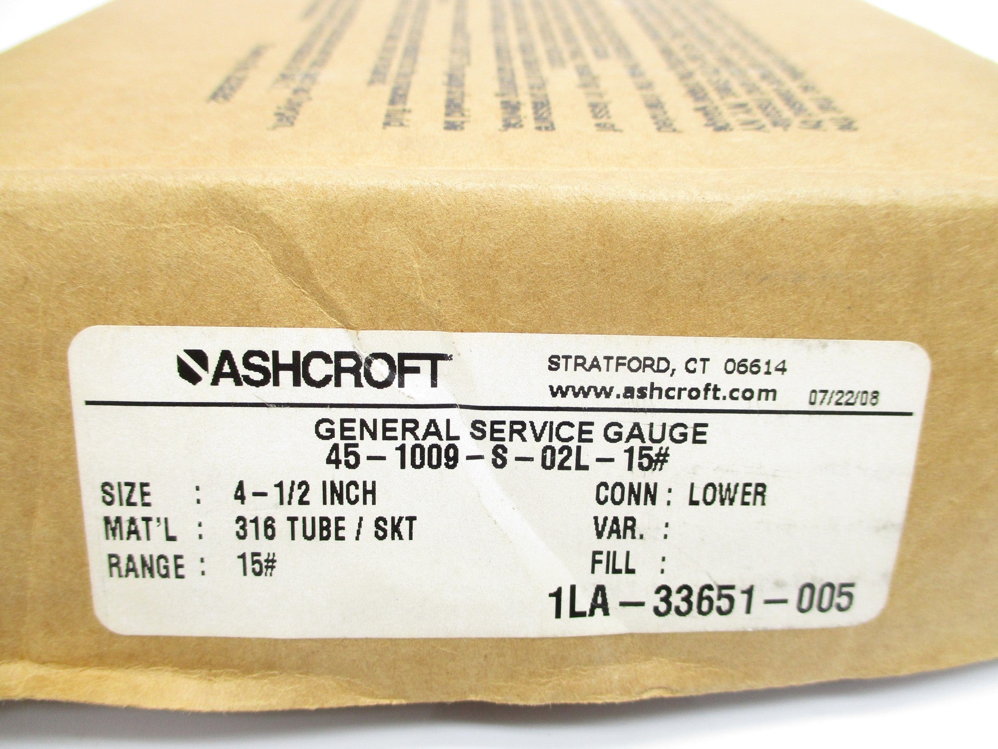 ASHCROFT 45-1009-S-02L-15# 15PSI 4-1/2" NSMP