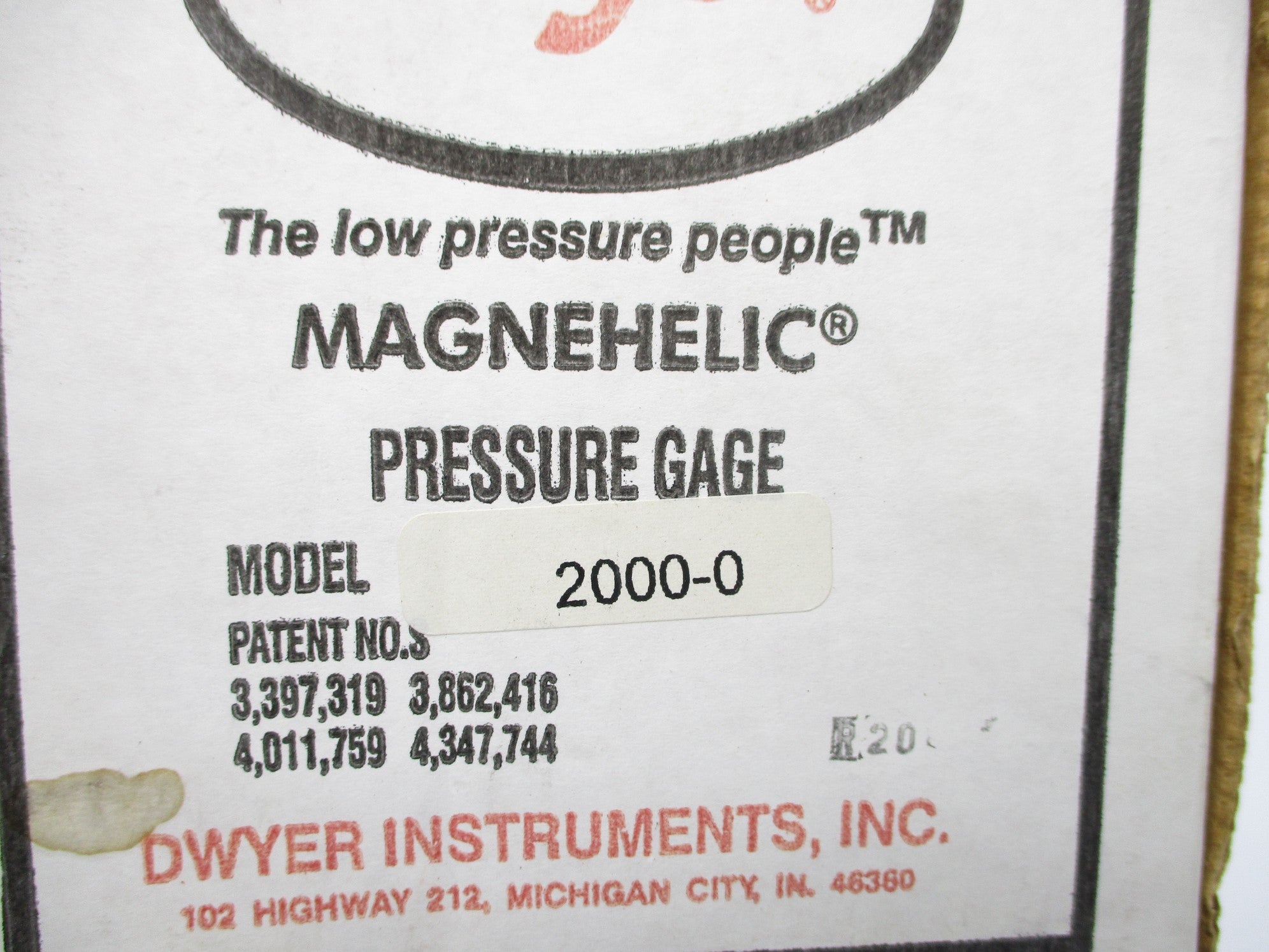 DWYER 2000-0 15PSI 0-.50" NSMP