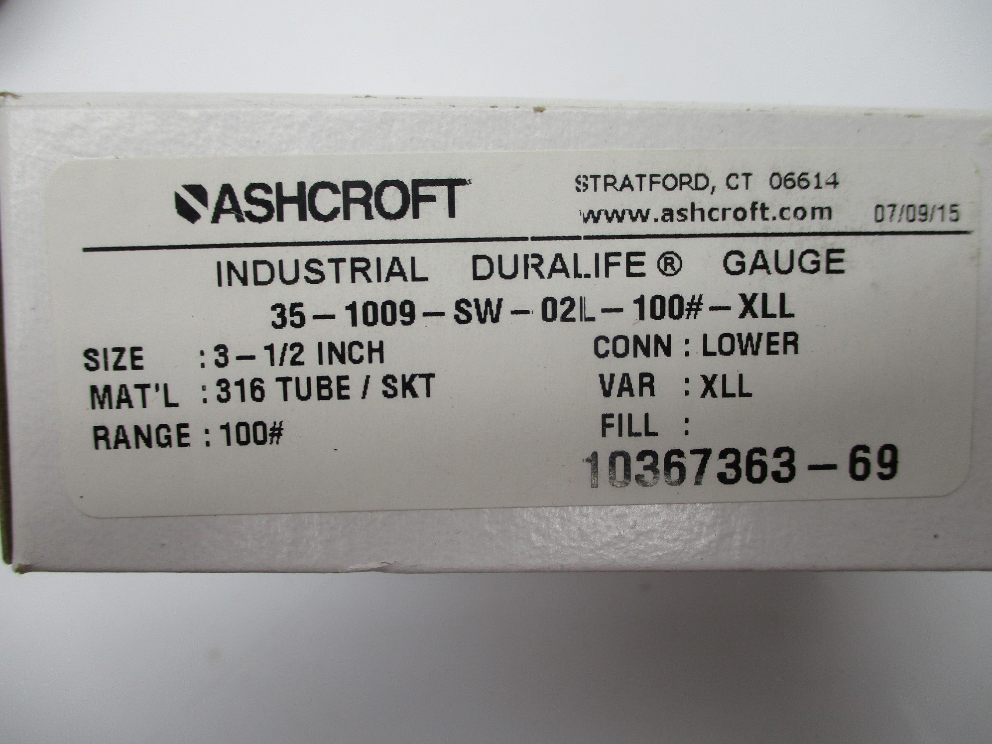 ASHCROFT 35-1009-SW-02L-100#-XLL NSMP