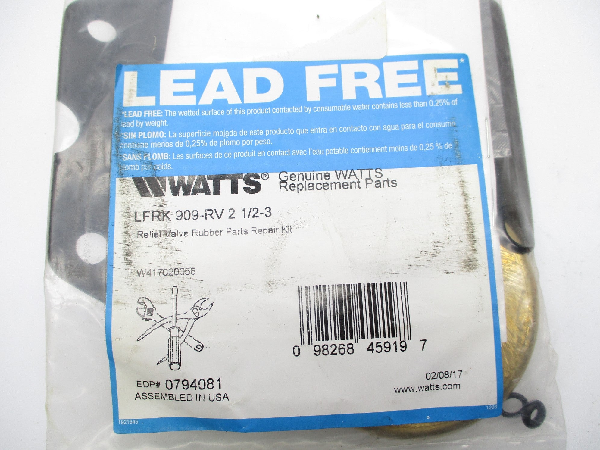 WATTS 0794081 LFRK909-RV2-1/2-3 NSMP