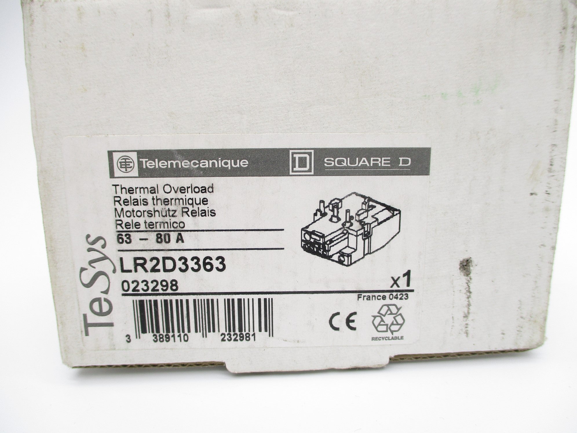 TELEMECANIQUE LR2D3363 600V 63-80A NSMP