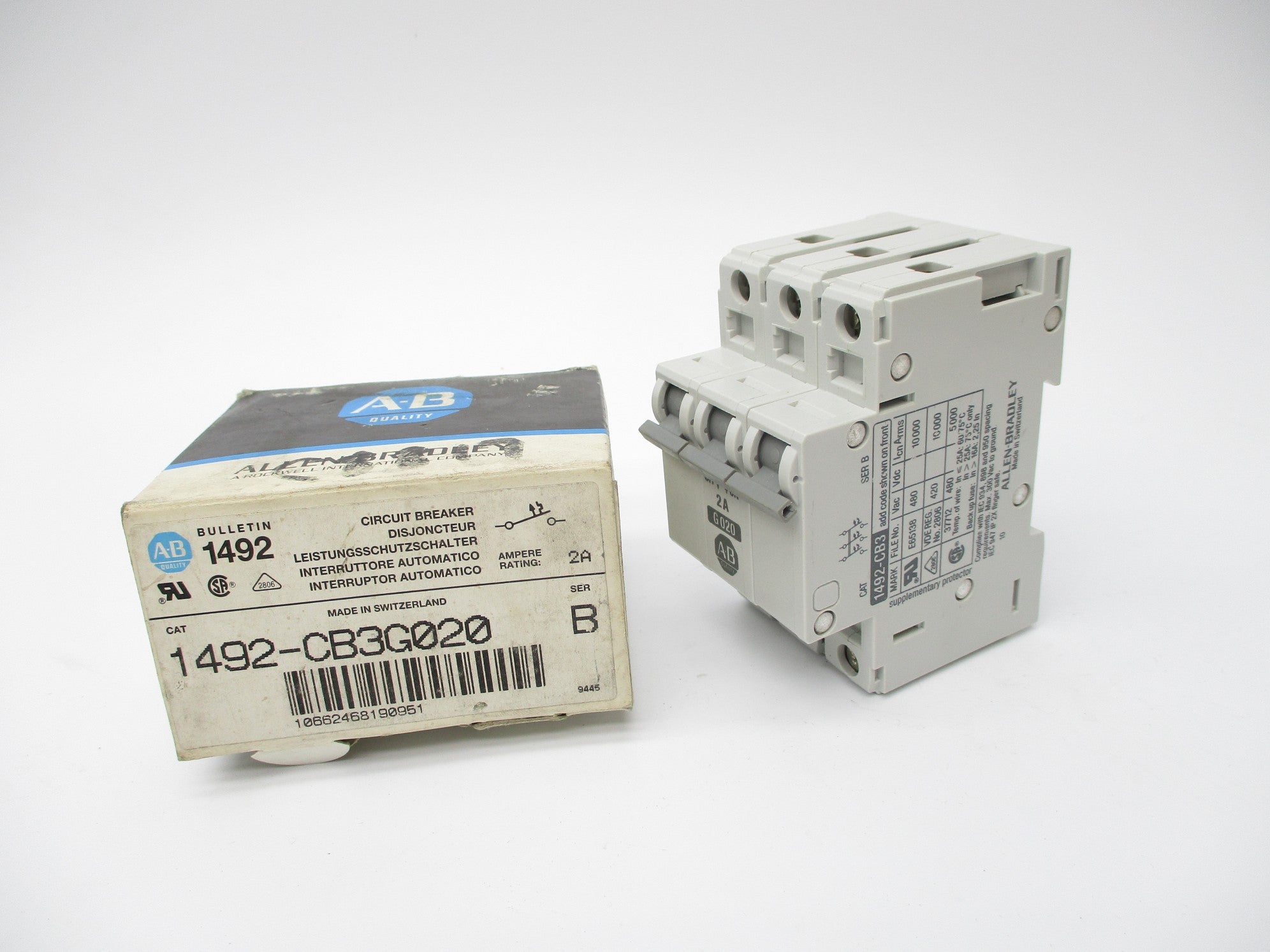 ALLEN BRADLEY 1492-CB3G020 SER. B 480V 2A NSMP