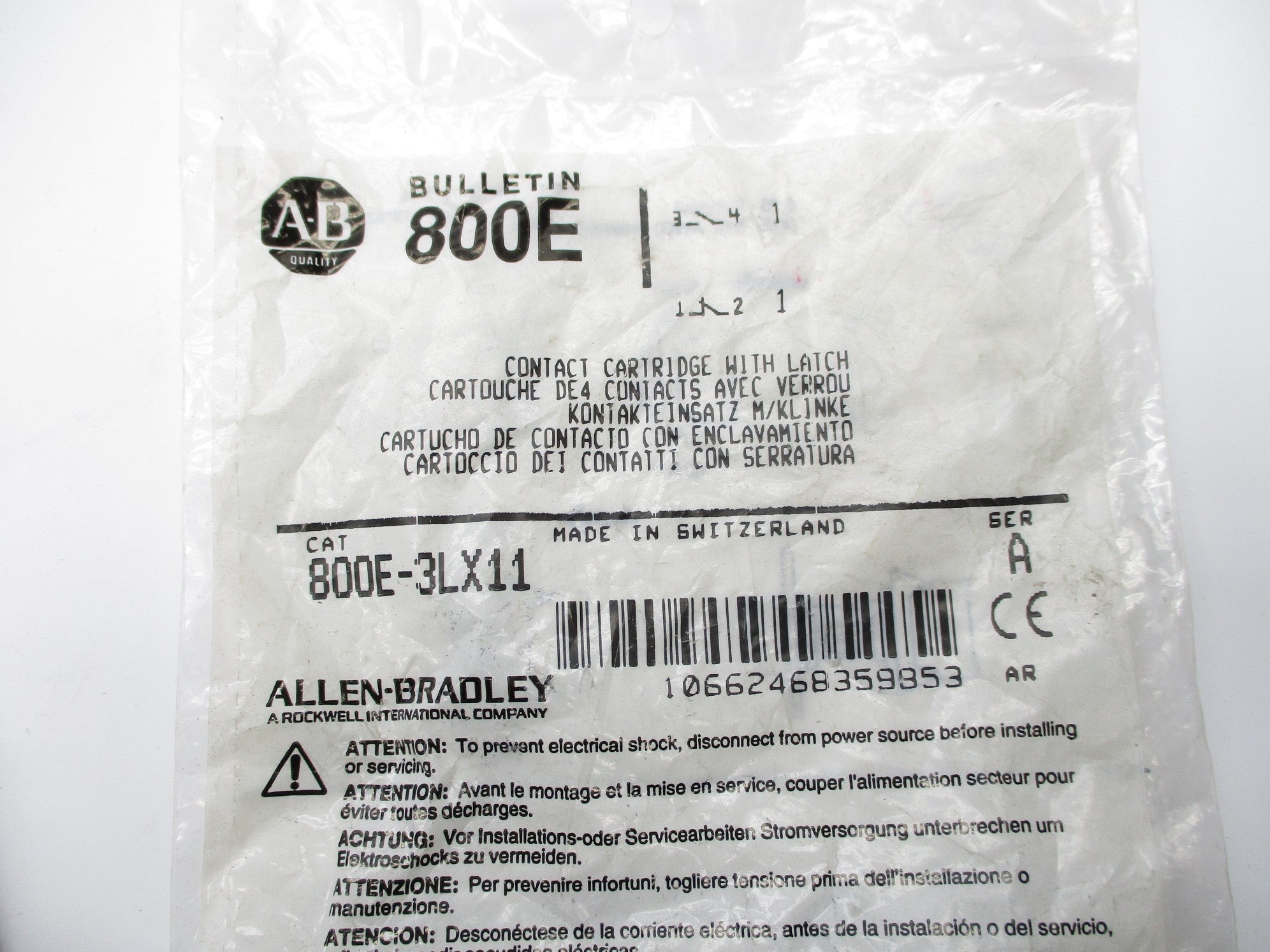 ALLEN BRADLEY 800E-3LX11 SER. A NSMP