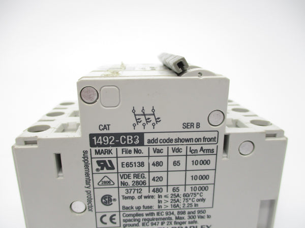 ALLEN BRADLEY 1492-CB3G150 SER. B 480V 15A UNMP