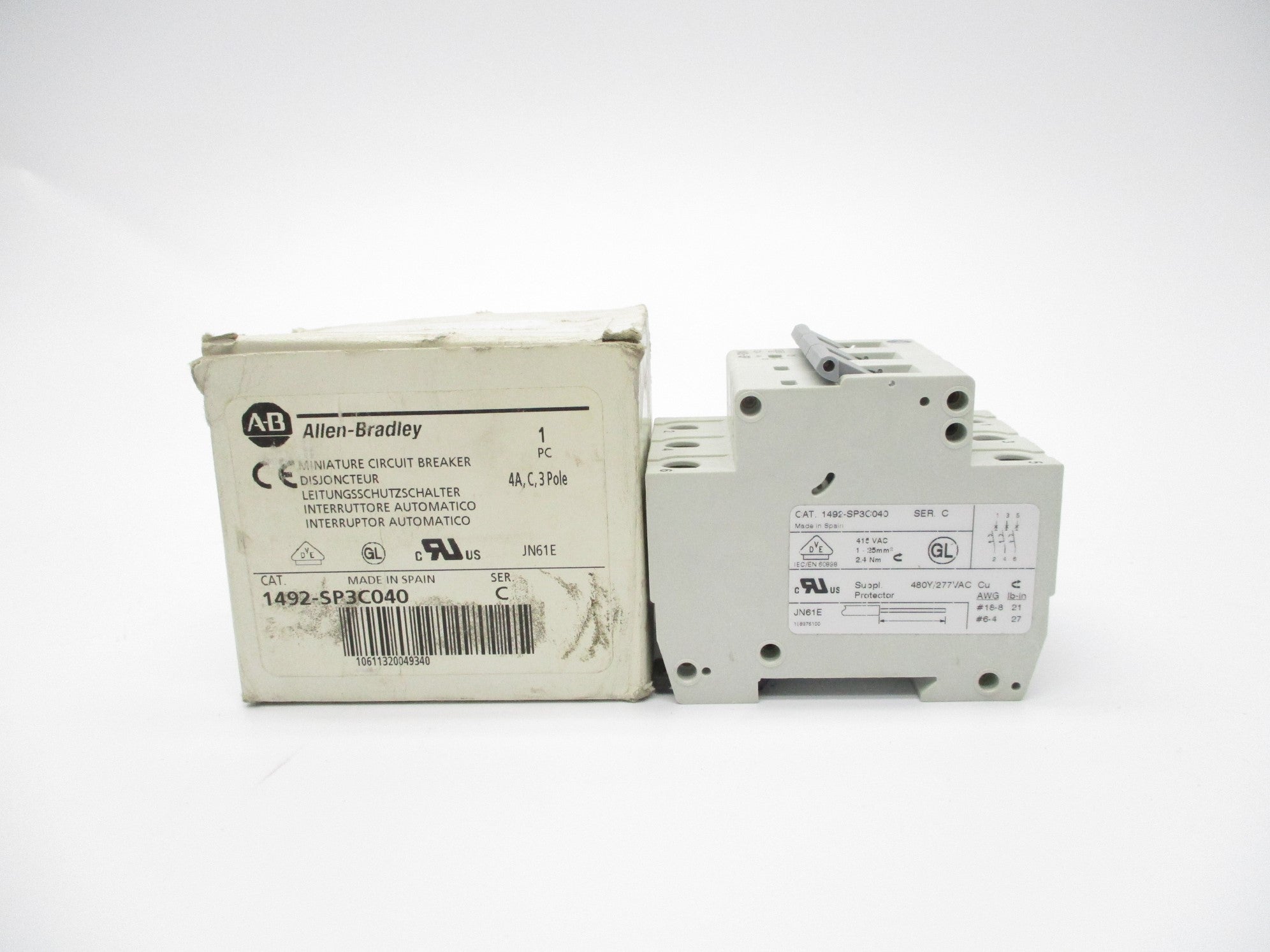 ALLEN BRADLEY 1492-SP3C040 SER. C 4A 277V (WH) NSMP